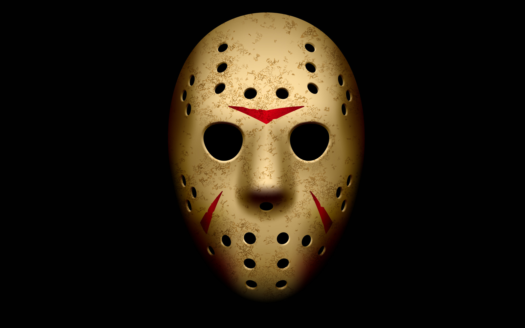 General 2048x1280 black background Jason Voorhees Friday the 13th mask movie characters simple background digital art