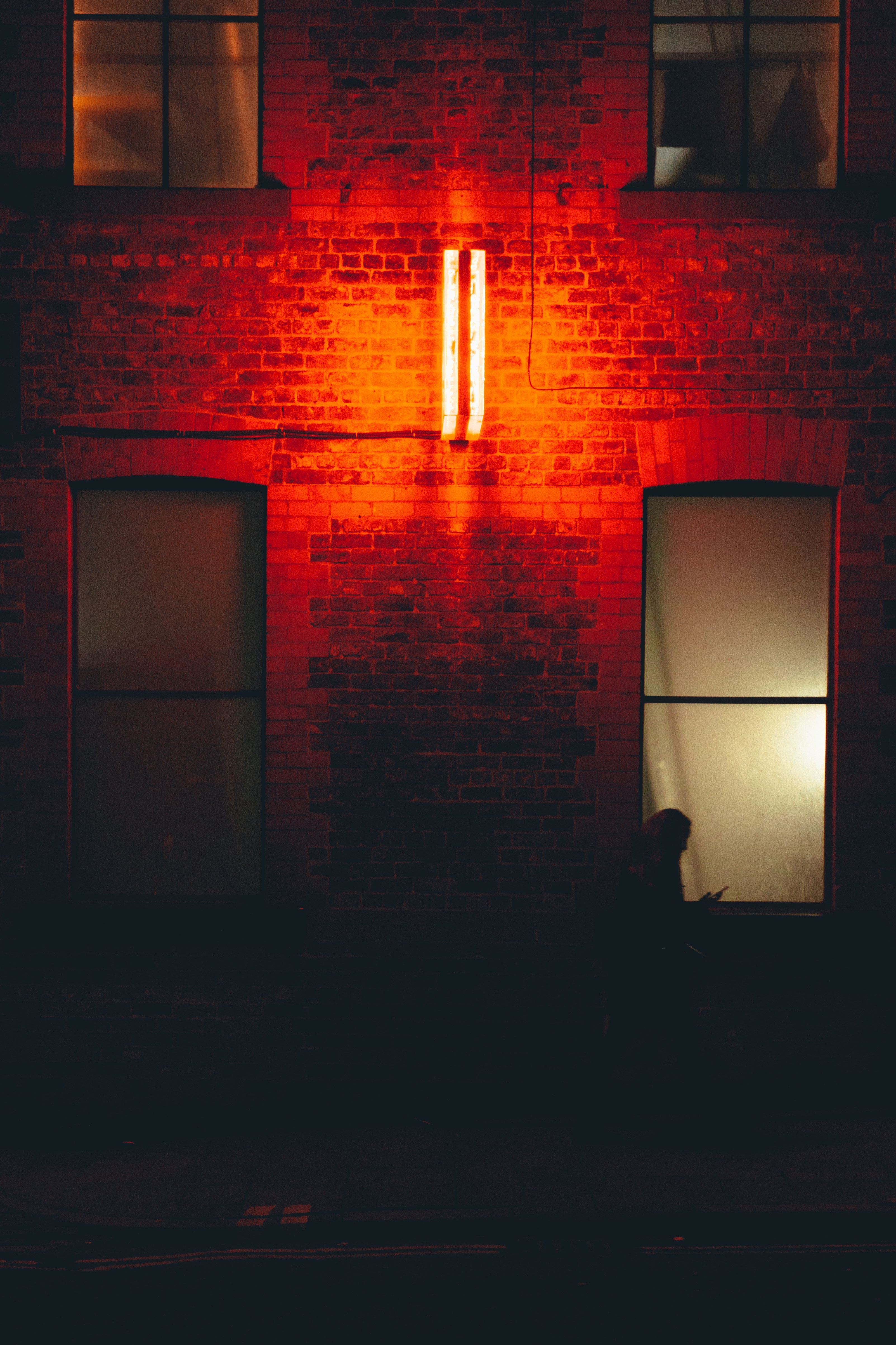 General 3205x4808 photography night dark portrait display building window neon women bricks silhouette