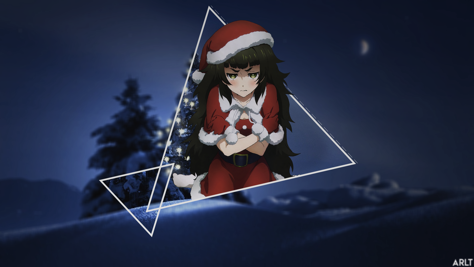 Anime 1920x1080 Steins;Gate anime girls picture-in-picture Christmas