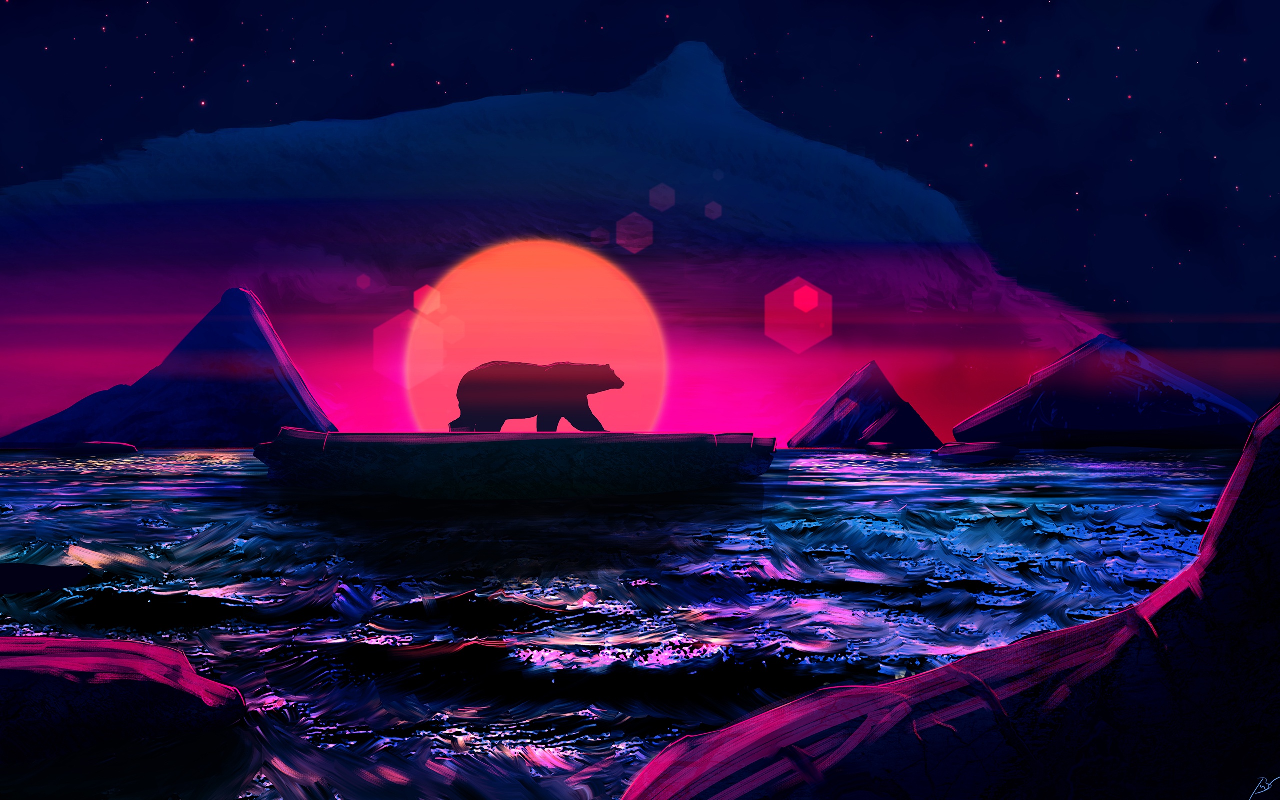 General 2560x1600 digital art polar bears Arctic nature sea sky artwork animals JoeyJazz