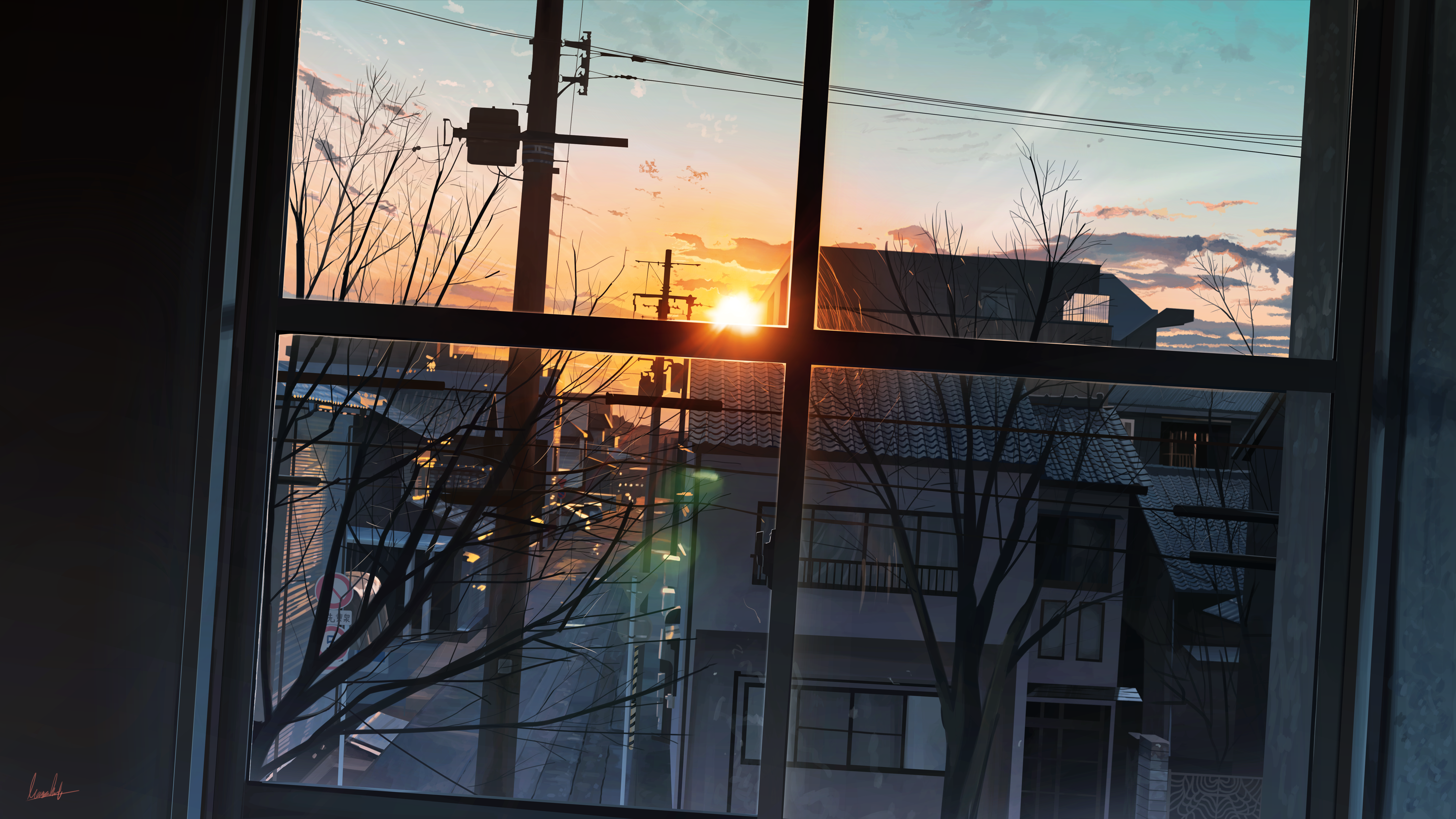 Anime 6000x3376 Sun daybreak Japan Pixiv moescape sunrise