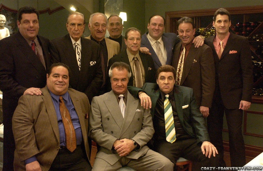 People 1024x667 The Sopranos TV series James Gandolfini men actor suits tie gangster Group of Men looking at viewer crime