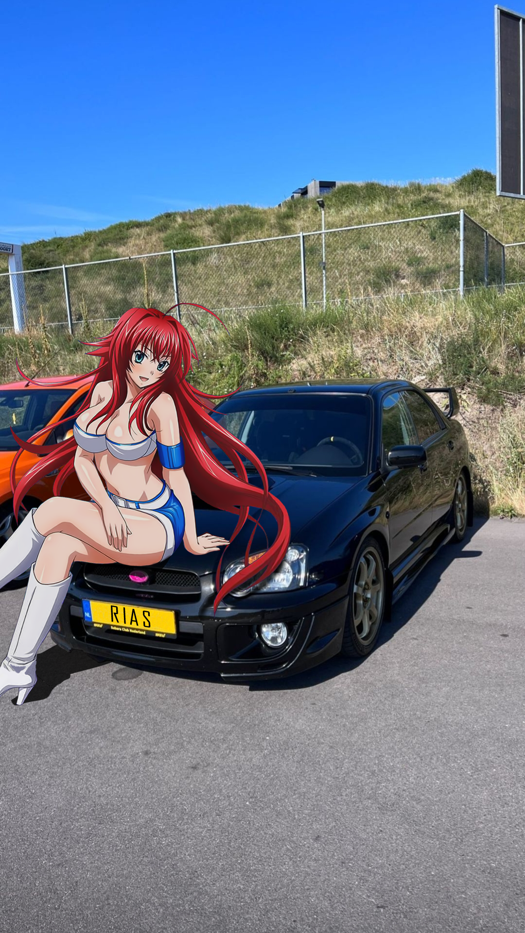 Anime 1080x1920 Gremory Rias Subaru Impreza jdmxanime Japanese cars anime girls car skimpy clothes big boobs
