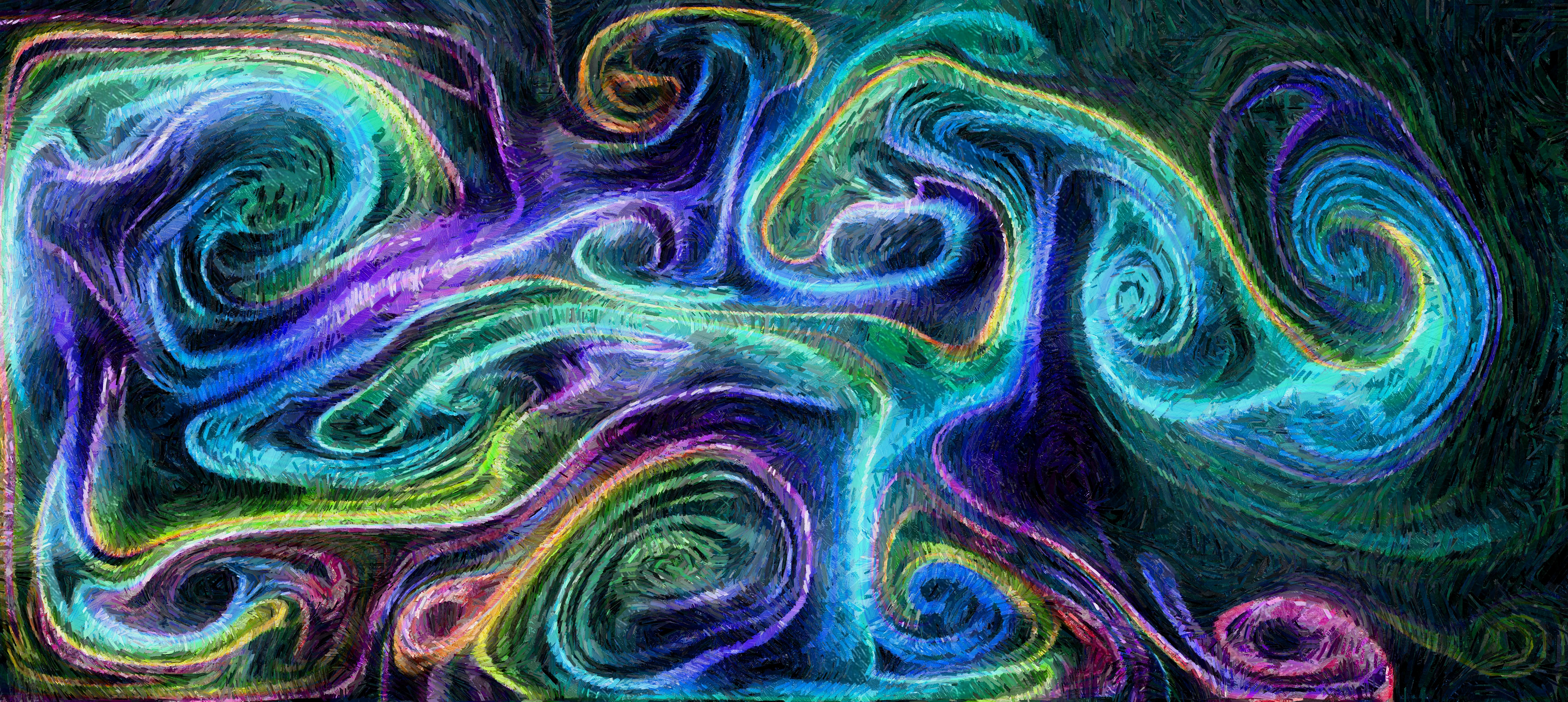 General 5600x2506 neon paint splash canvas acrylic colorful fluid swirly dark