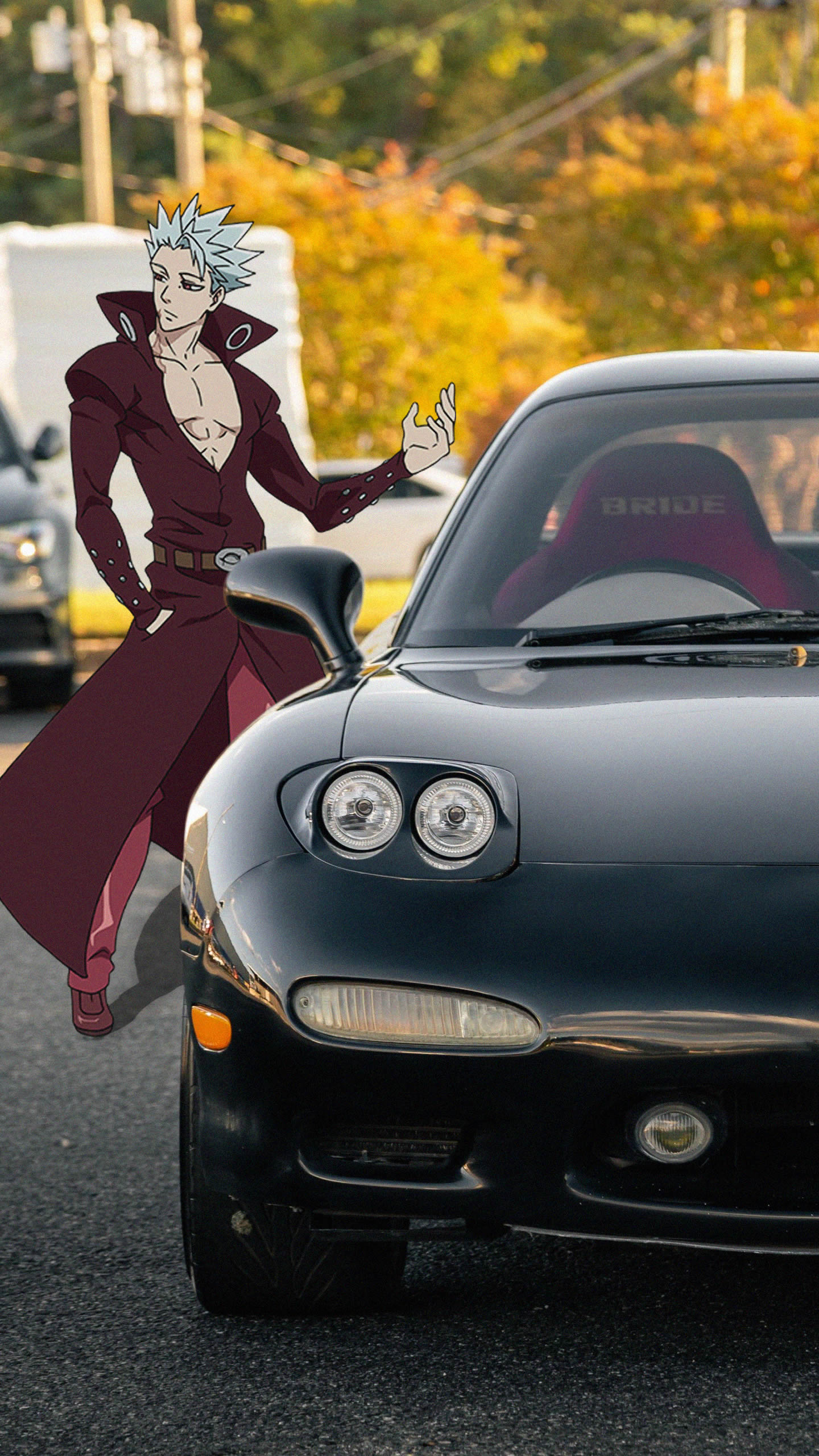 Anime 1440x2560 Nanatsu no Taizai Ban (Sin of Greed) Mazda RX-7 anime boys jdmxanime Japanese cars car animeirl