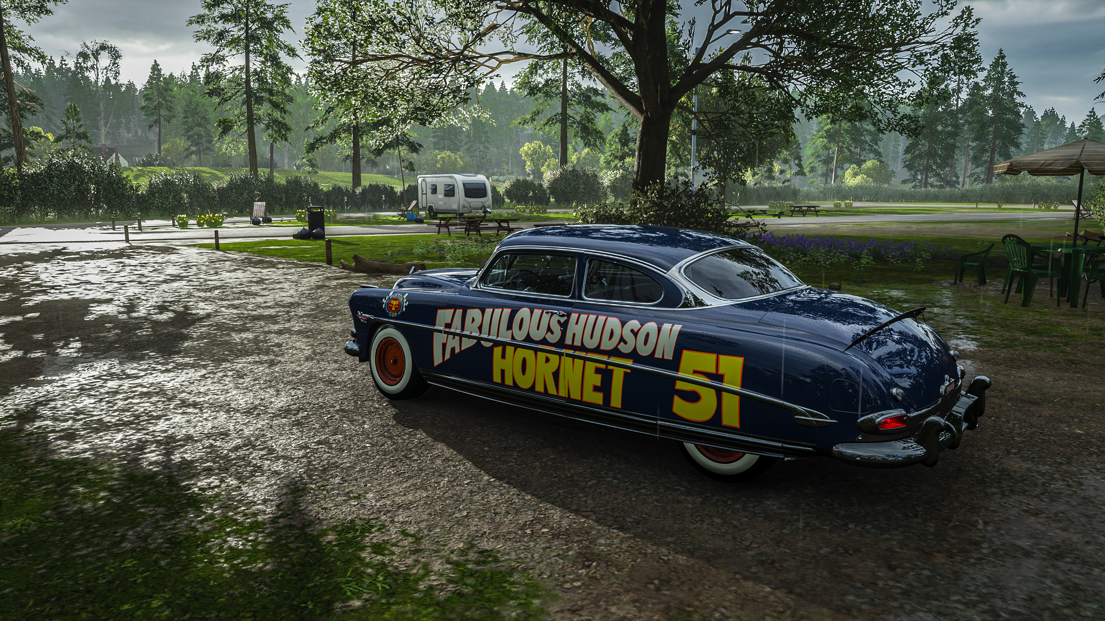 General 3840x2160 Forza Horizon 4 hudson hornet vehicle video games car blue cars numbers screen shot