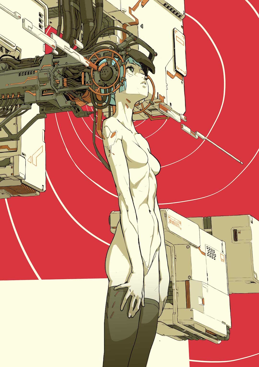 Anime 1080x1528 tan di artwork science fiction ArtStation standing anime anime girls women cyborg machine
