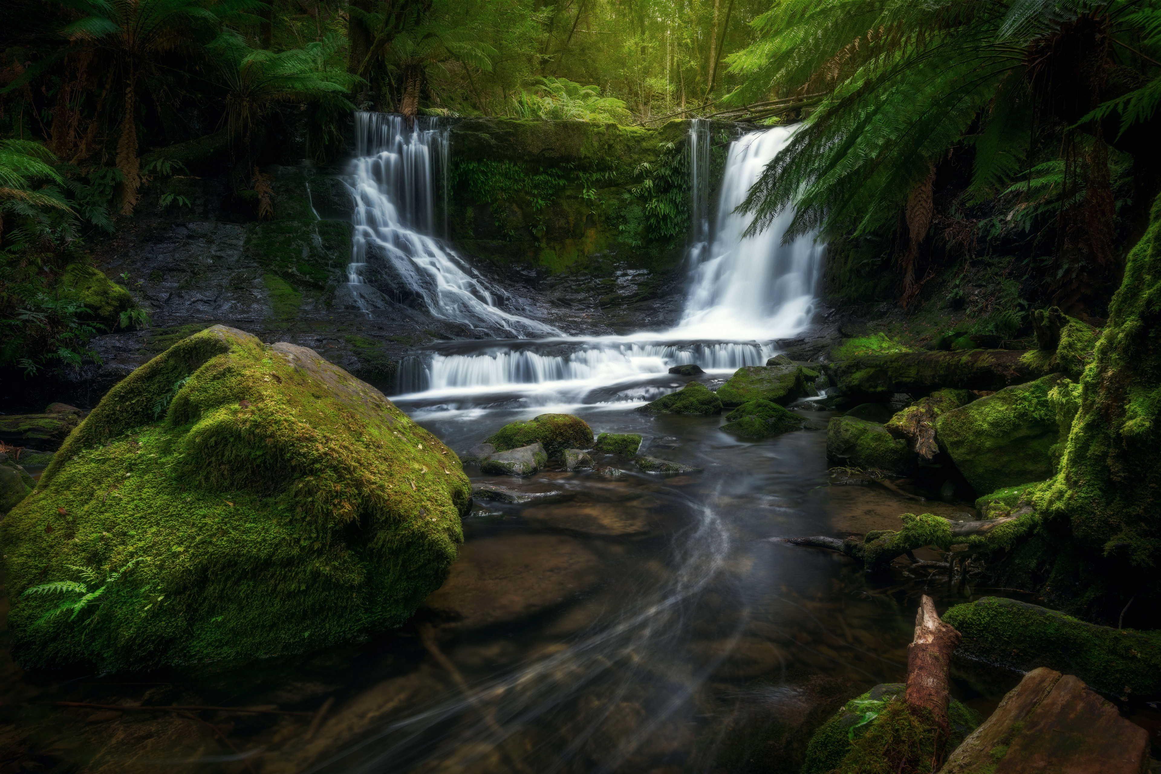 General 3840x2560 Australia forest nature jungle waterfall stones moss trees