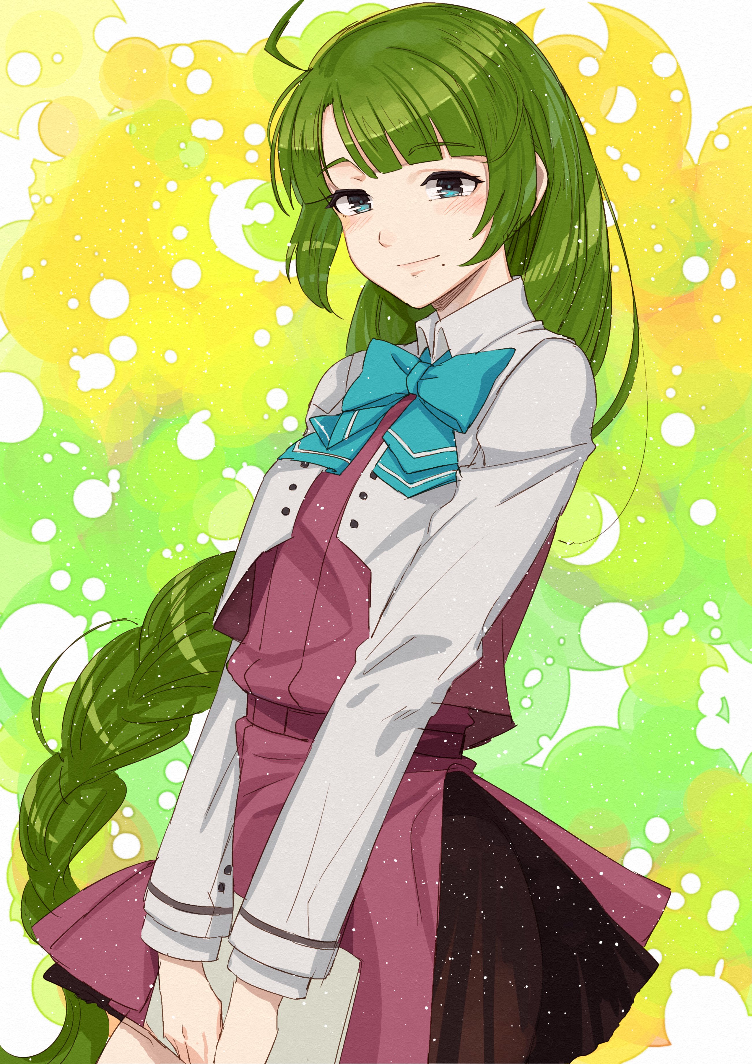 Anime 2605x3684 anime anime girls Yuugumo (KanColle) long hair braids green hair artwork digital art fan art