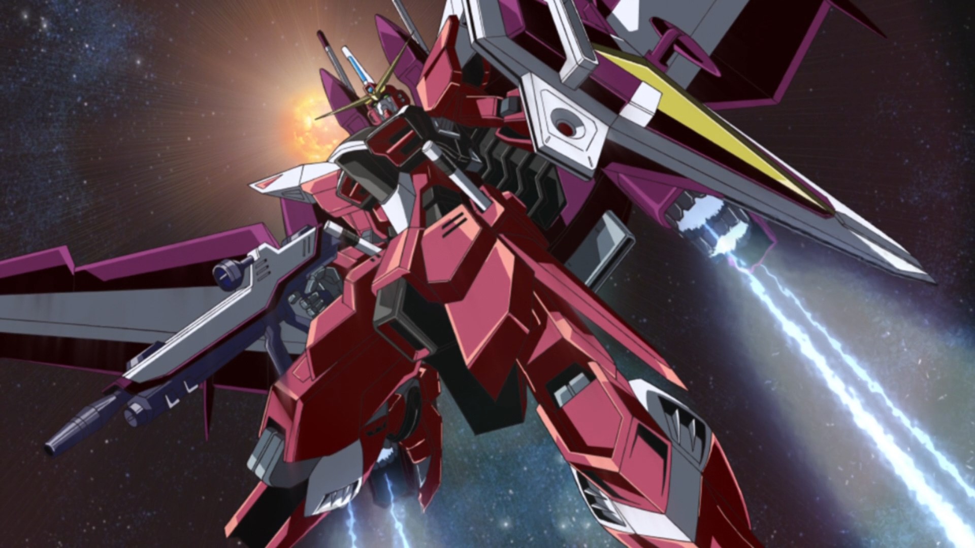 Anime 1920x1080 anime Anime screenshot Mobile Suit Gundam SEED Gundam mechs Justice Gundam Super Robot Taisen artwork digital art