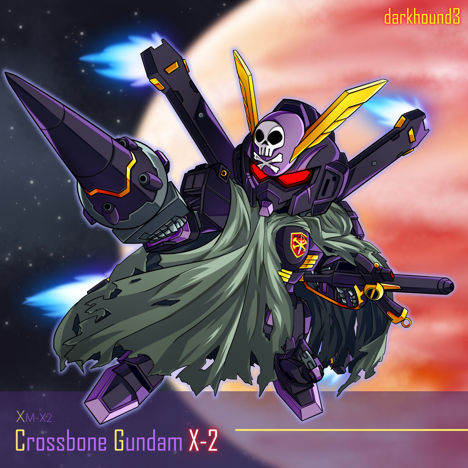 Anime 1500x1500 Crossbone Gundam X-2 Mobile Suit Crossbone Gundam Super Robot Taisen anime mechs Gundam artwork digital art fan art