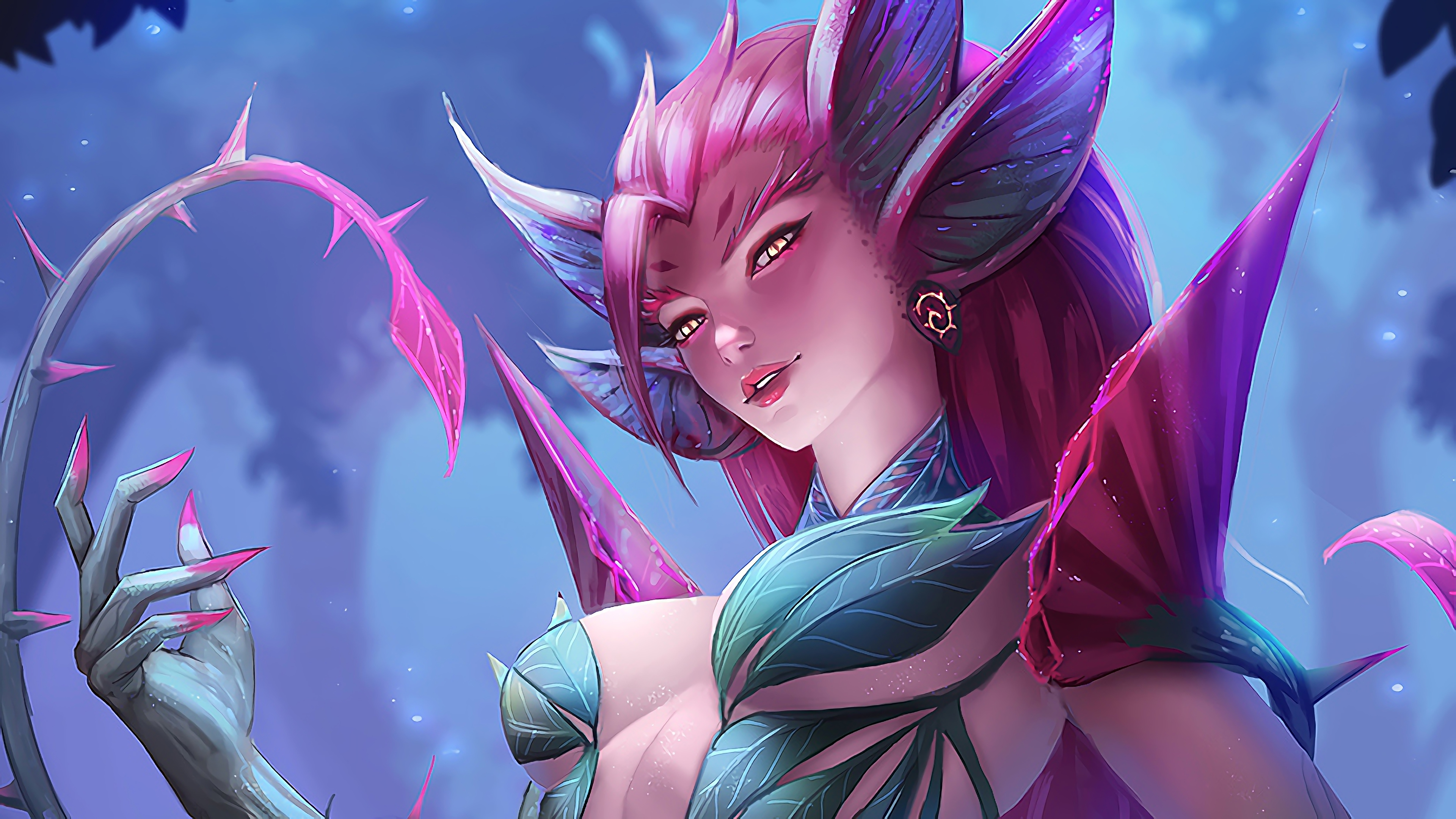 General 3840x2160 League of Legends video games Zyra (League of Legends) flowers Riot Games video game characters video game girls