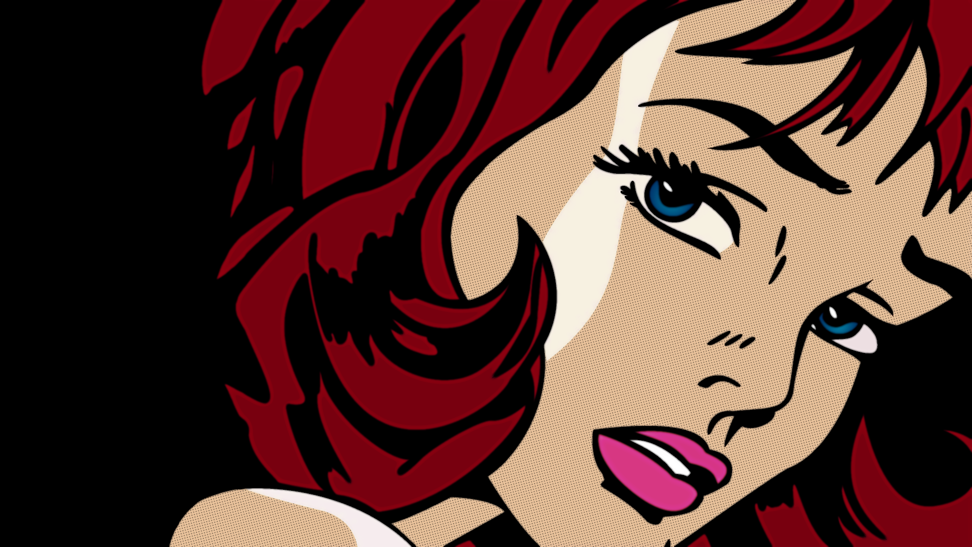 General 1920x1080 Roy Lichtenstein pop art redhead comic art women lipstick blue eyes modern