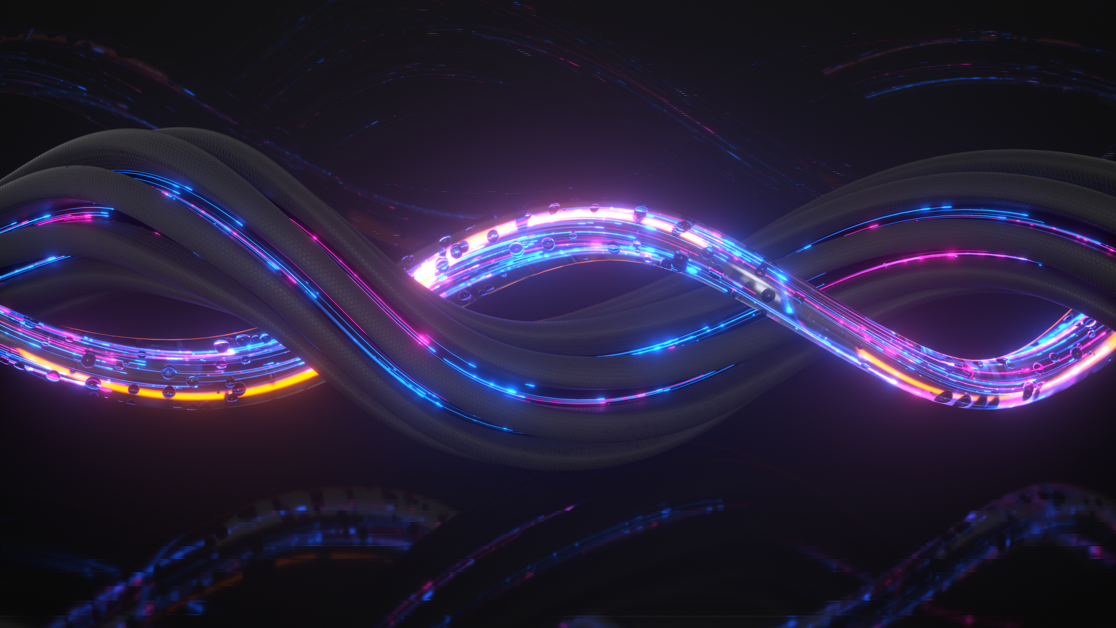 General 3840x2160 glowing CGI lights neon colorful abstract 3D Abstract spiral digital art low light