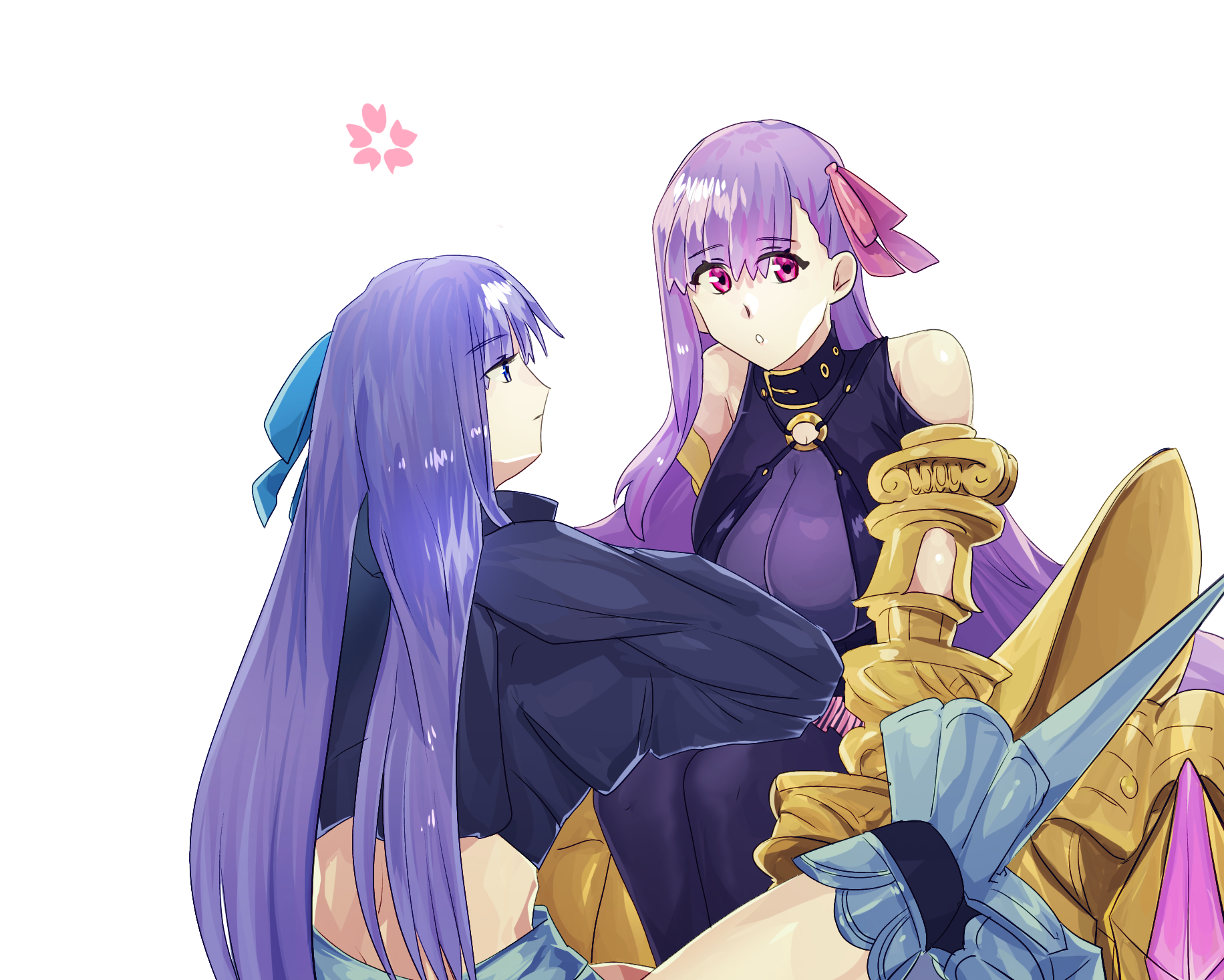 Anime 1832x1467 anime anime girls Fate series Fate/Grand Order Fate/Extra CCC Meltlilith Passionlip long hair purple hair two women sisters artwork digital art fan art