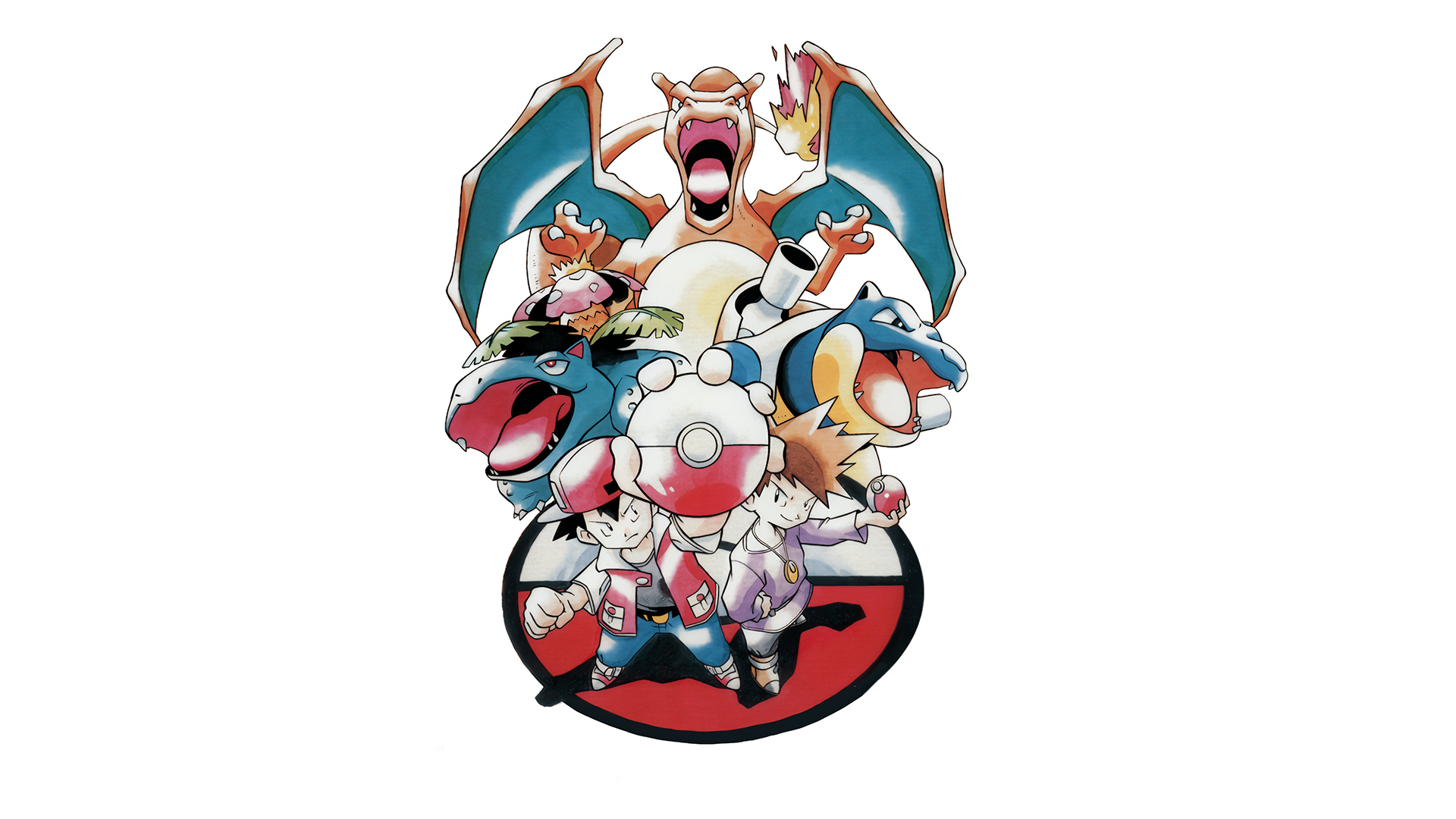 Anime 1920x1080 Pokémon Charizard Blastoise Venusaur red blue Red (Pokemon) Red (character) Poke Ball