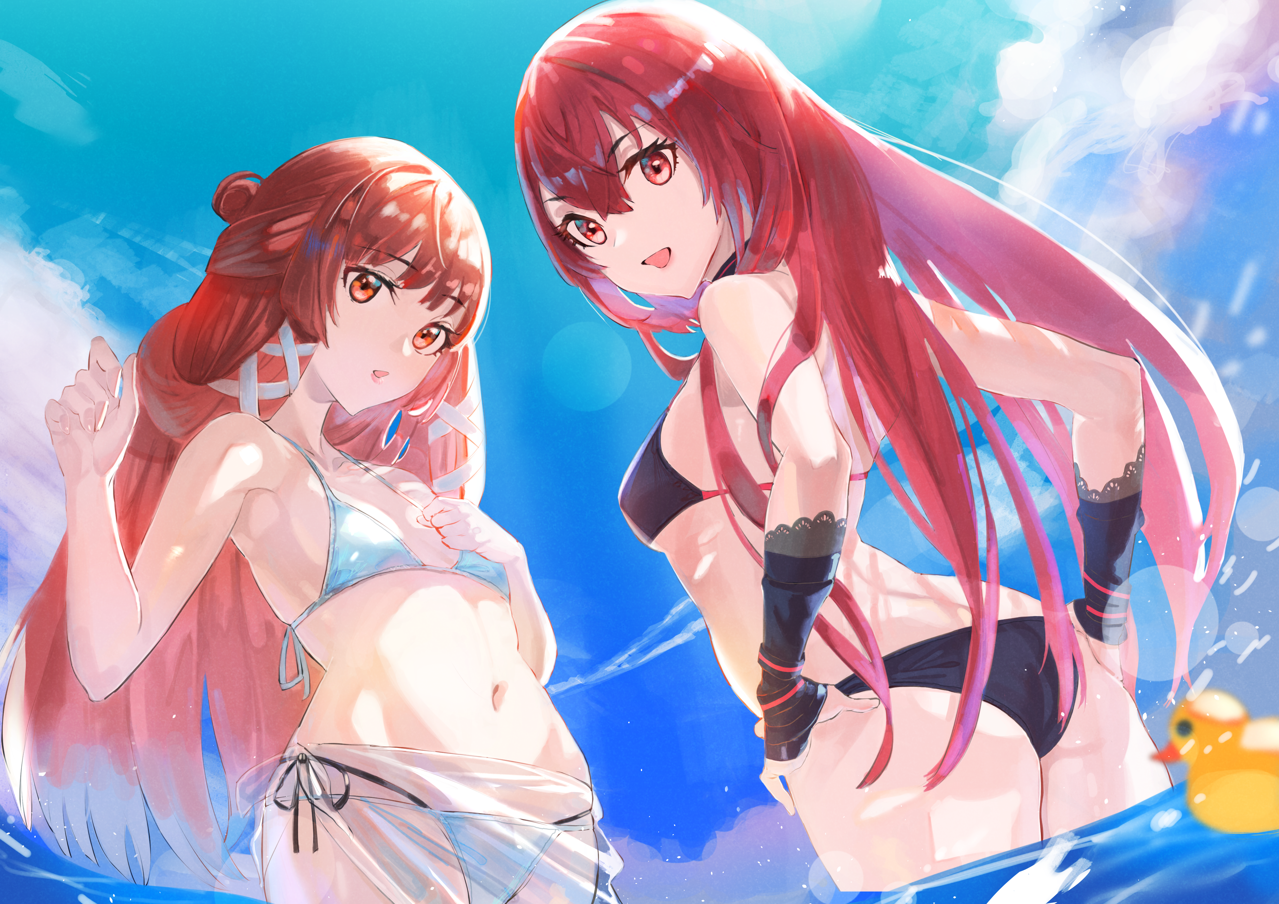 Anime 4093x2894 anime anime girls you-6-11 bikini water ass small boobs redhead long hair standing in water