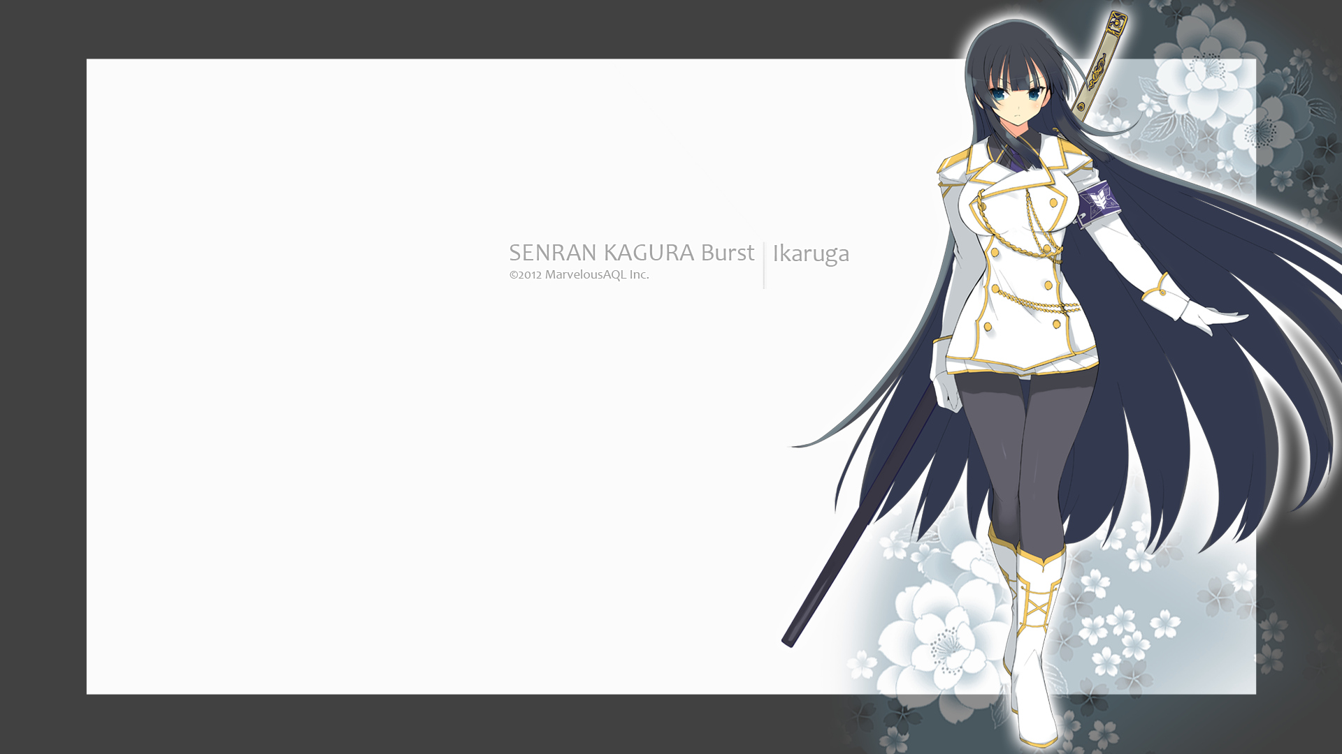 Anime 1920x1080 Ikaruga military uniform Senran Kagura anime girls dark hair long hair Yaegashi Nan artwork