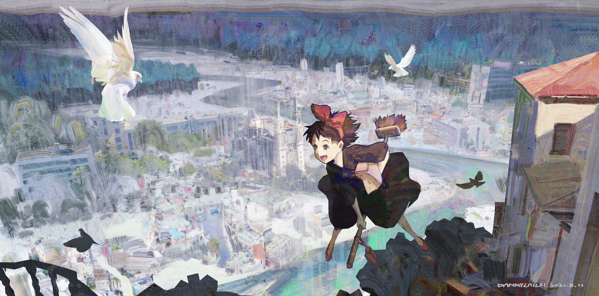 Anime 1920x950 artwork digital art anime Kiki's Delivery Service DannyLaiLai fan art