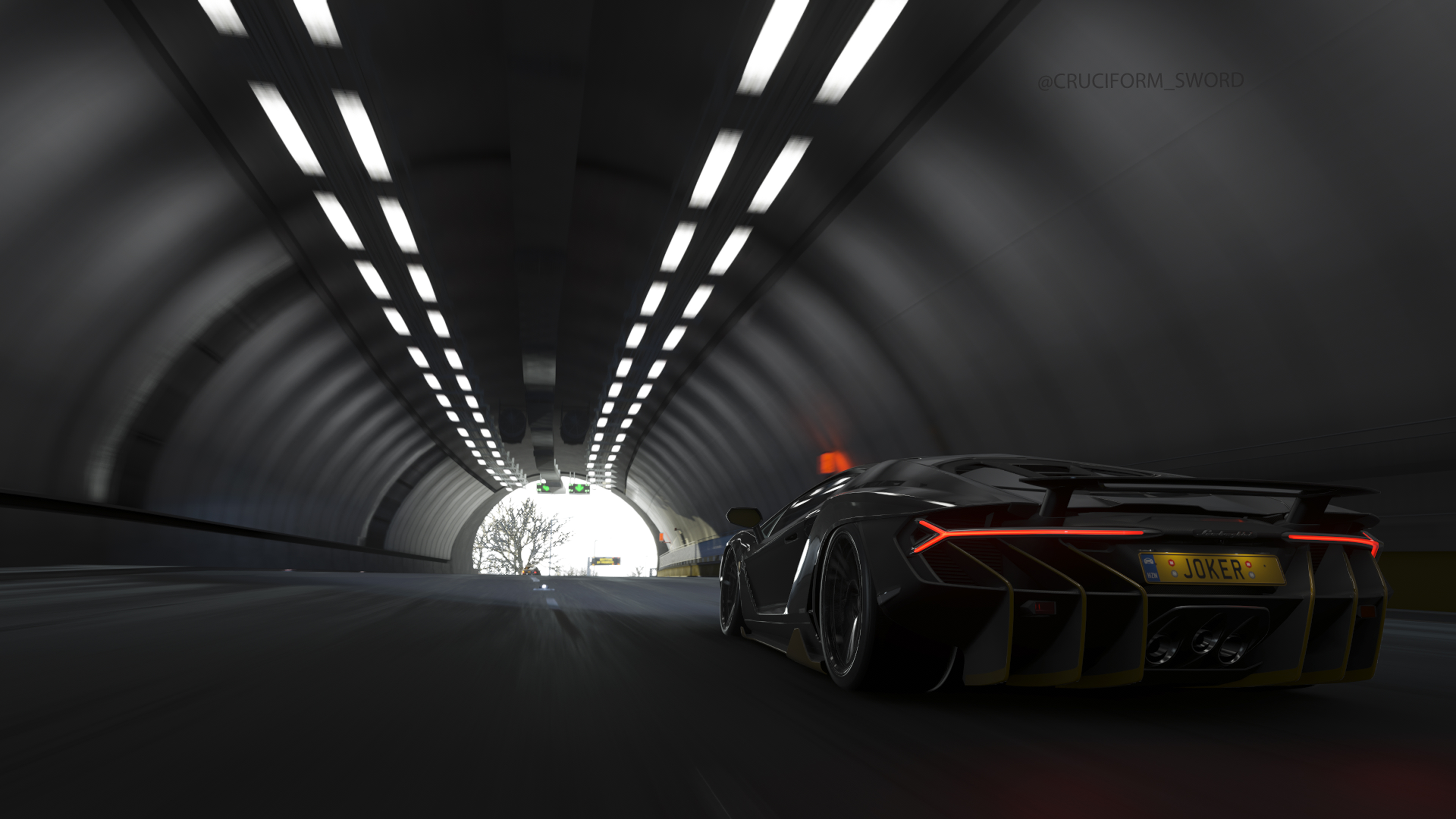 General 3840x2160 screen shot Forza Forza Horizon 4 game poster supercars Lamborghini Lamborghini Centenario video games tunnel watermarked