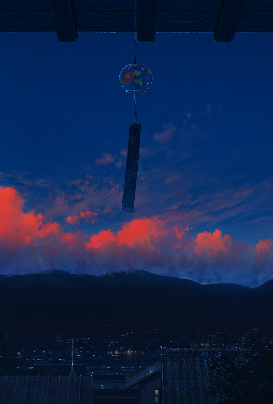 Anime 894x1322 anime clouds sky landscape city lights C_o_l_a artwork