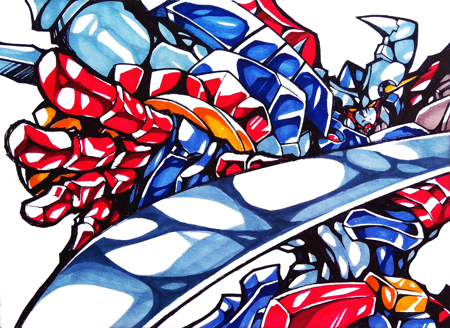 Anime 1479x1080 anime mechs Super Robot Taisen Dygenguar artwork digital art fan art