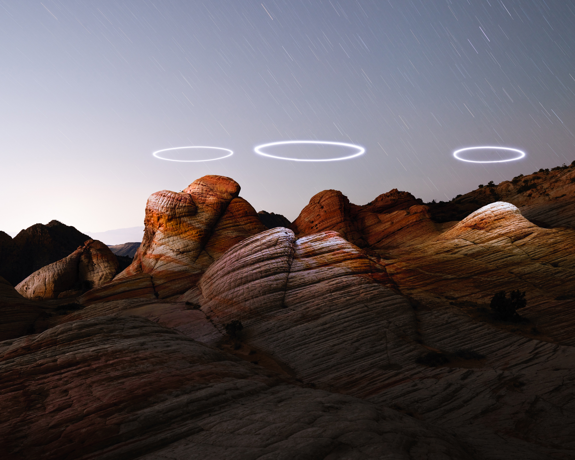 General 2000x1600 nature landscape lights long exposure rocks mountains drone circle stars Reuben Wu