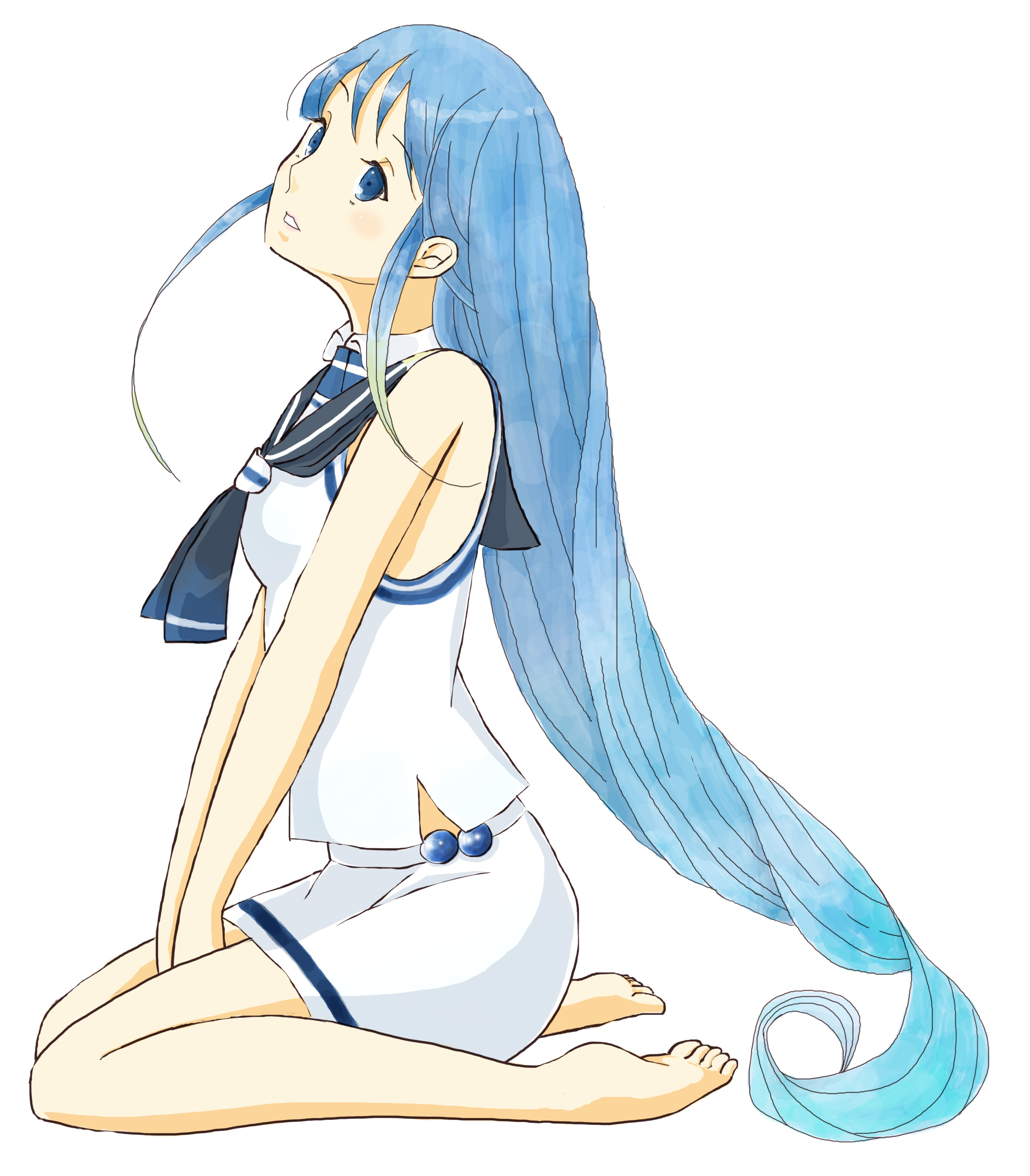 Anime 2530x2888 anime anime girls Kantai Collection Samidare (KanColle) long hair blue hair artwork digital art fan art