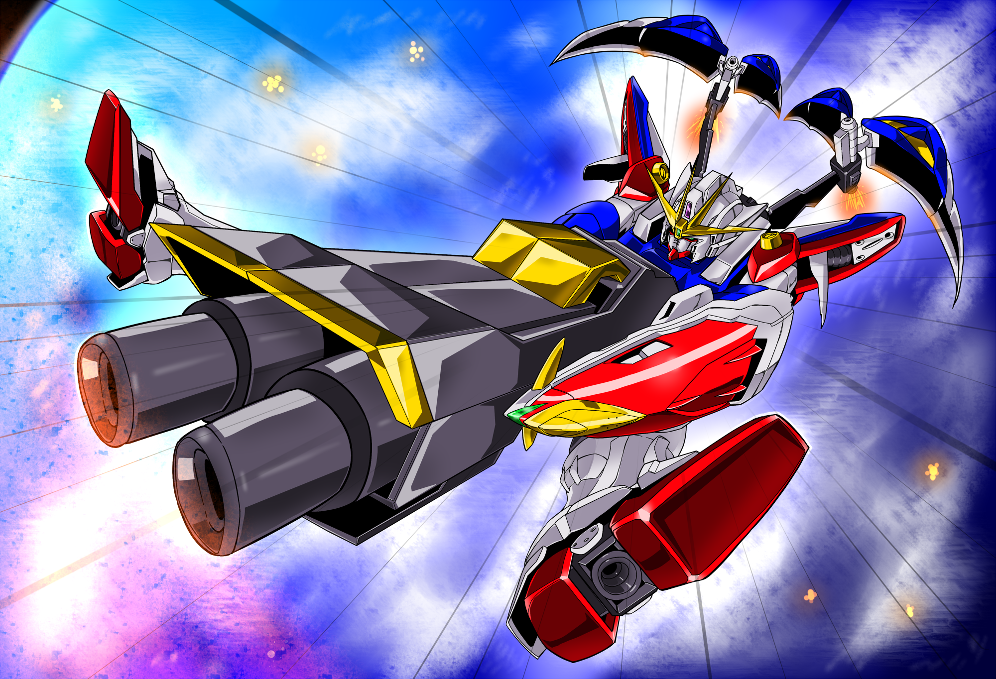 Anime 2000x1364 anime mechs Super Robot Taisen Gundam Mobile Suit Gundam Wing Wing Gundam Zero artwork digital art fan art