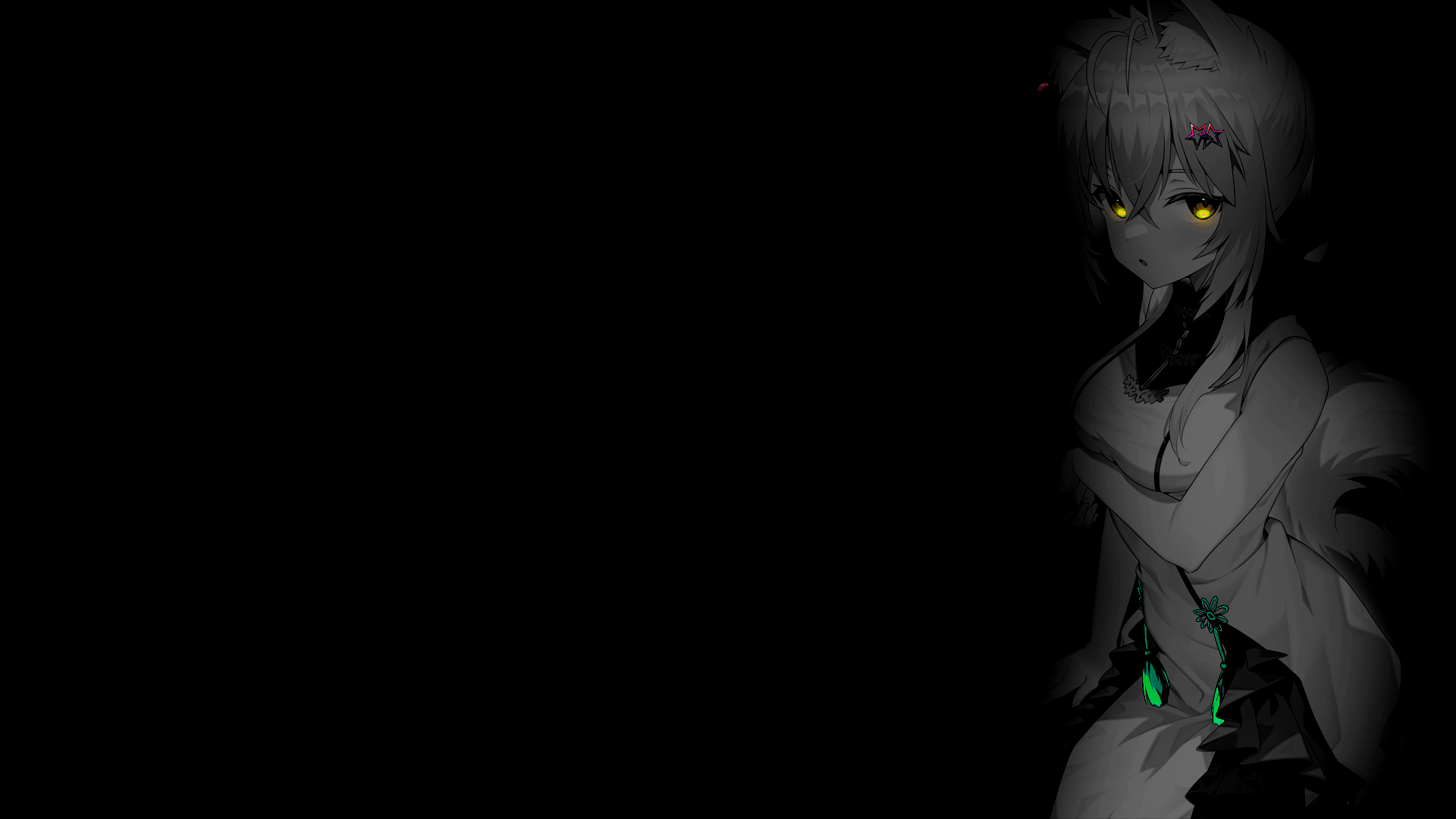 Anime 1920x1080 selective coloring anime girls anime monochrome simple background black background