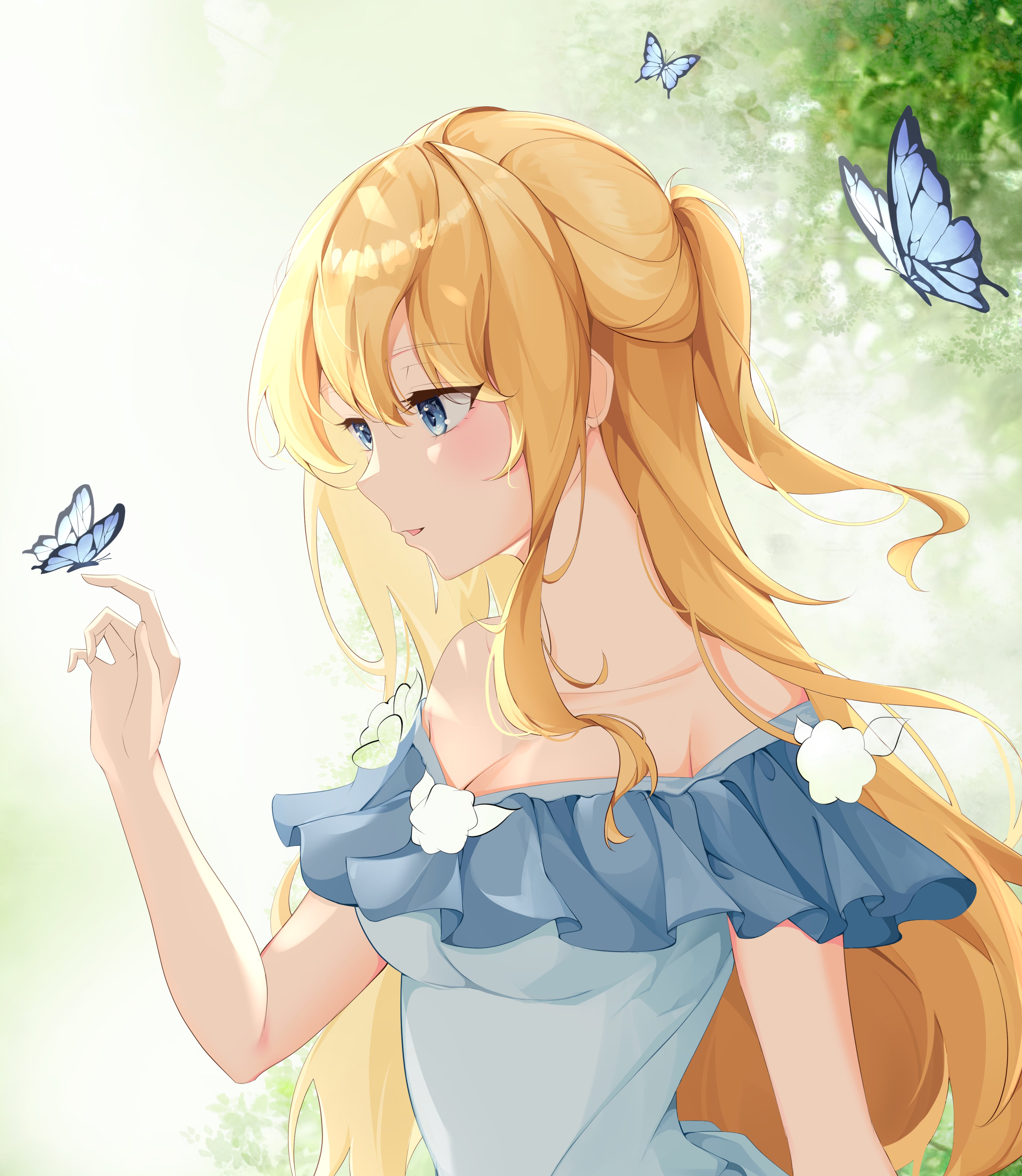 Anime 3564x4098 anime anime girls original characters artwork digital art fan art blonde butterfly blue eyes