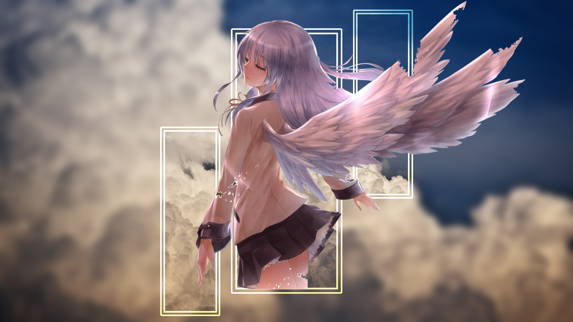 Anime 1920x1080 Angel Beats! angel wings clouds picture-in-picture