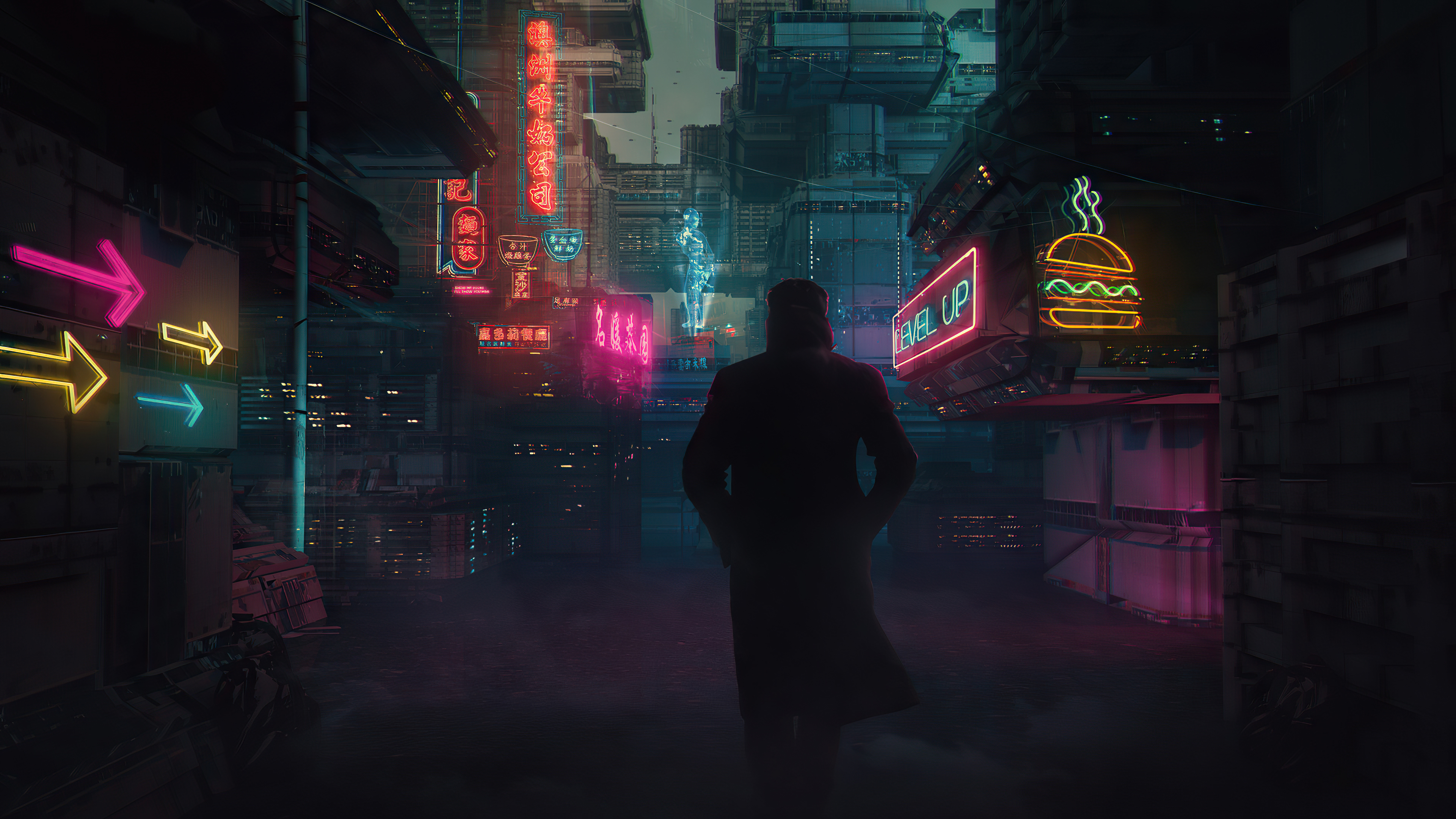 General 3840x2160 Blade Runner cyberpunk neon futuristic digital art Ryan Gosling