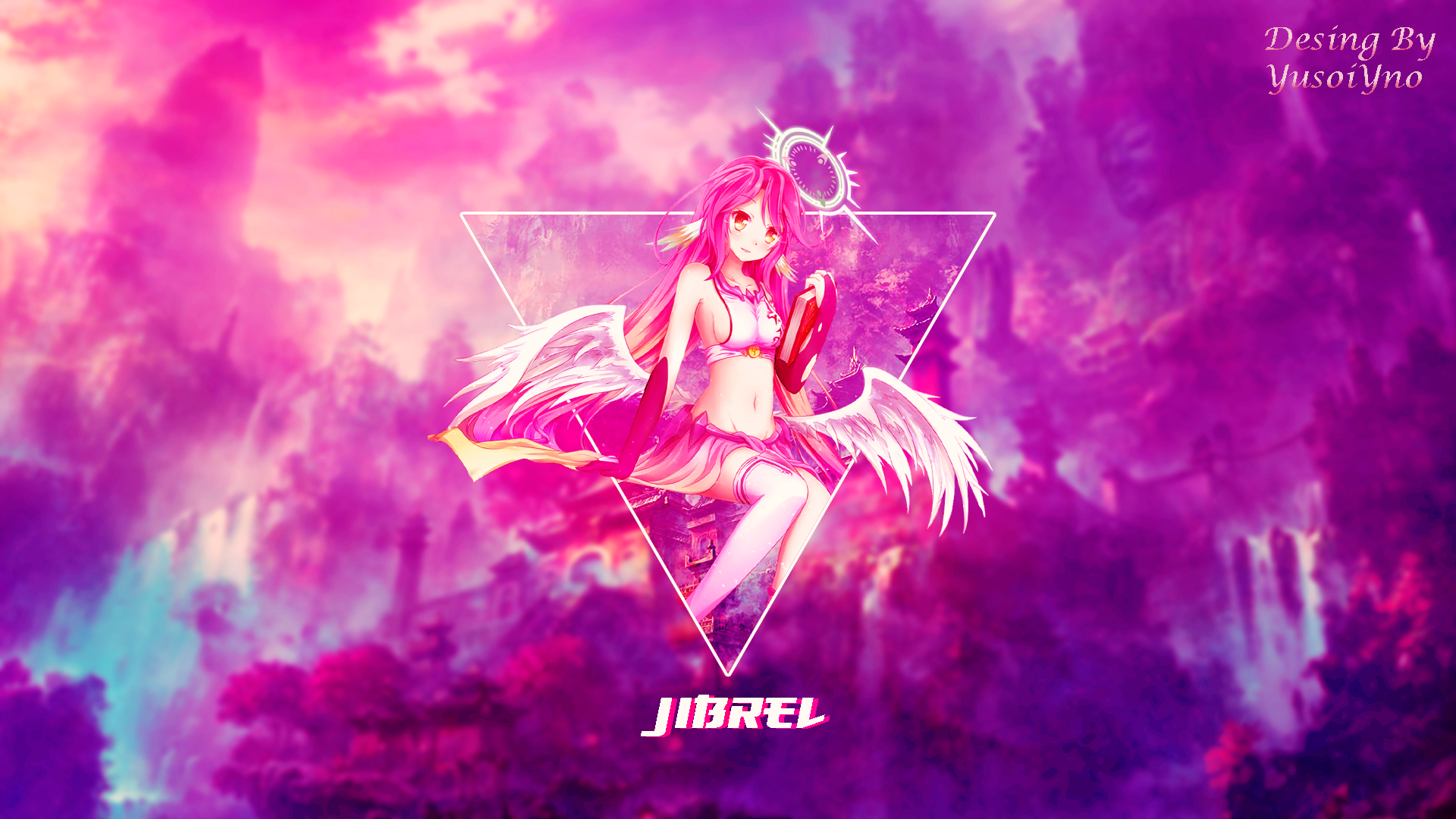 Anime 1920x1080 anime girls No Game No Life pink hair picture-in-picture Jibril