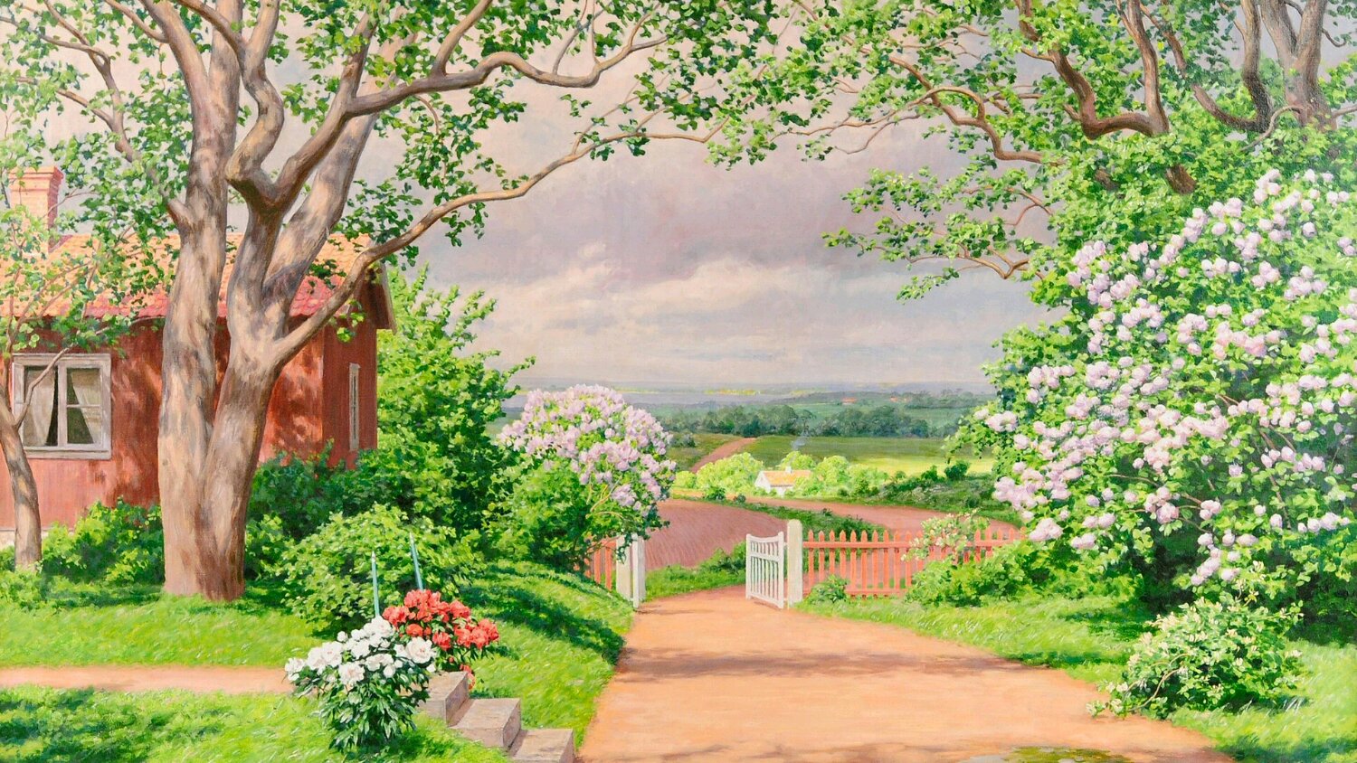 General 1500x844 garden plants house flowers trees grass clouds sky sunlight stairs fence