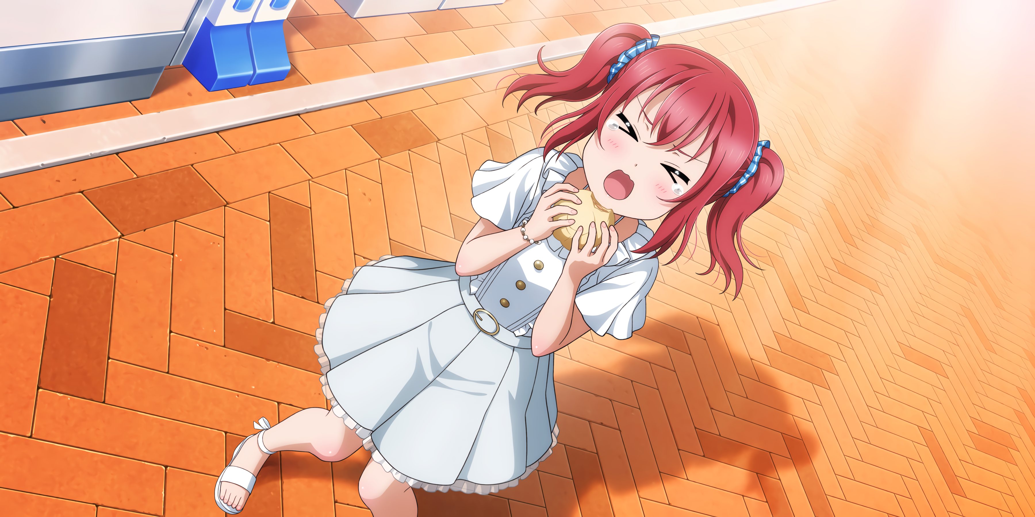 Anime 3600x1800 Kurosawa Ruby Love Live! Sunshine anime anime girls tears crying food dress white dress twintails