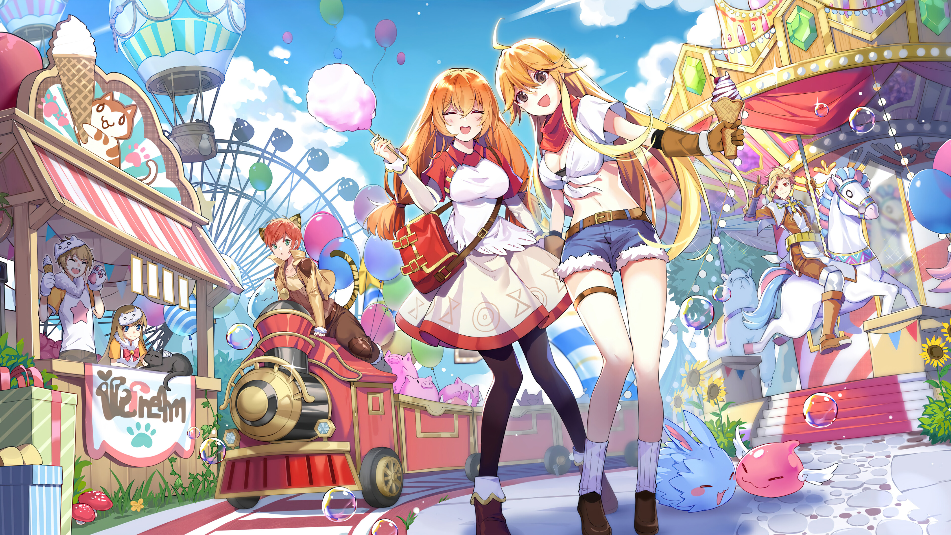 Anime 3840x2160 anime girls Ragnarok X: Next Generation video games train ice cream cotton candy
