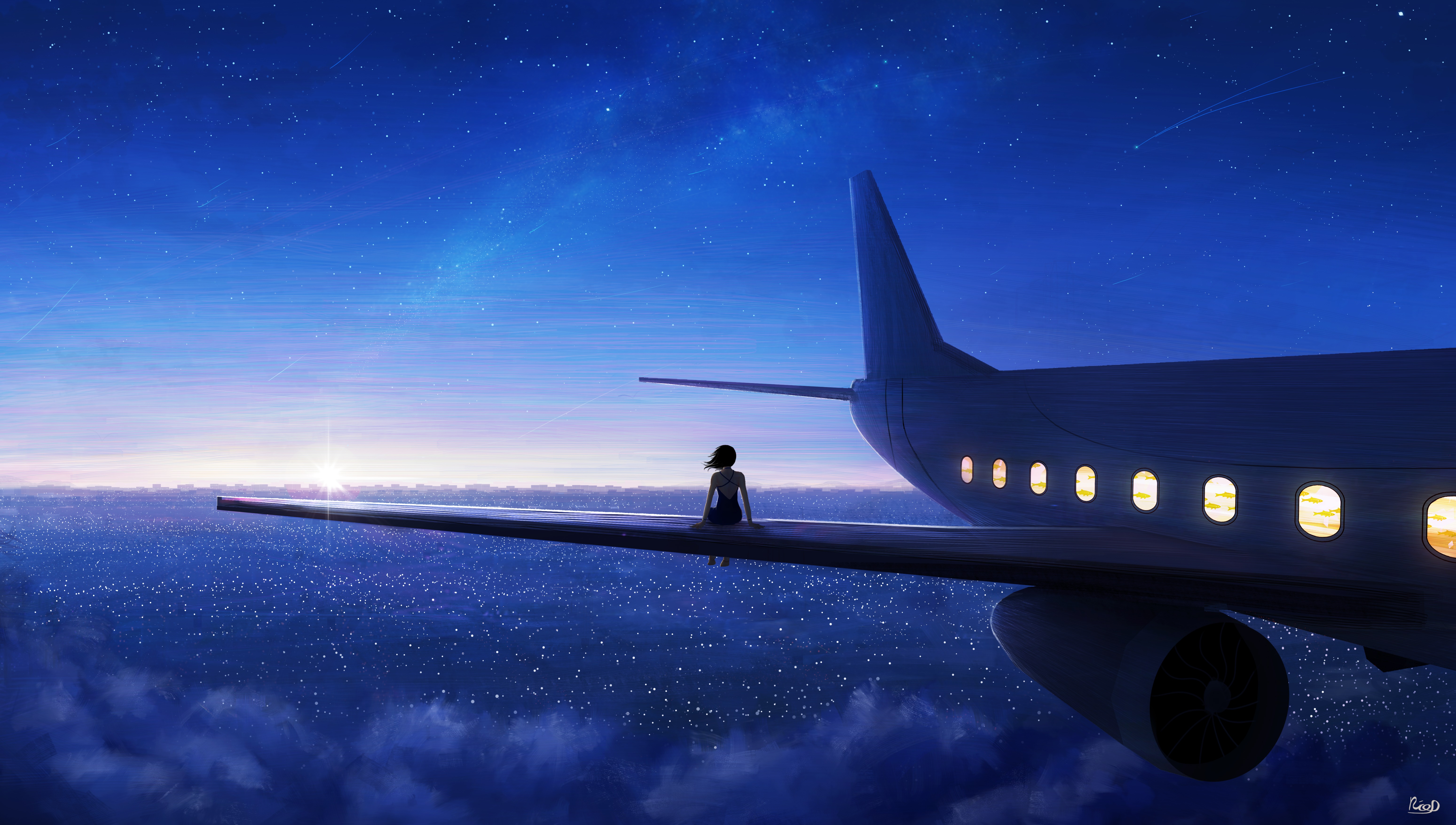 Anime 6194x3508 anime airplane aircraft