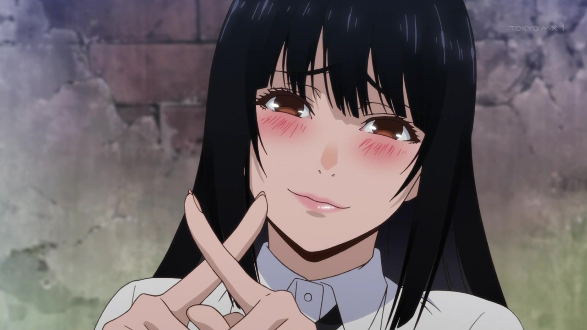 Anime 1920x1080 anime anime girls Anime screenshot Kakegurui Jabami Yumeko long hair black hair digital art blushing