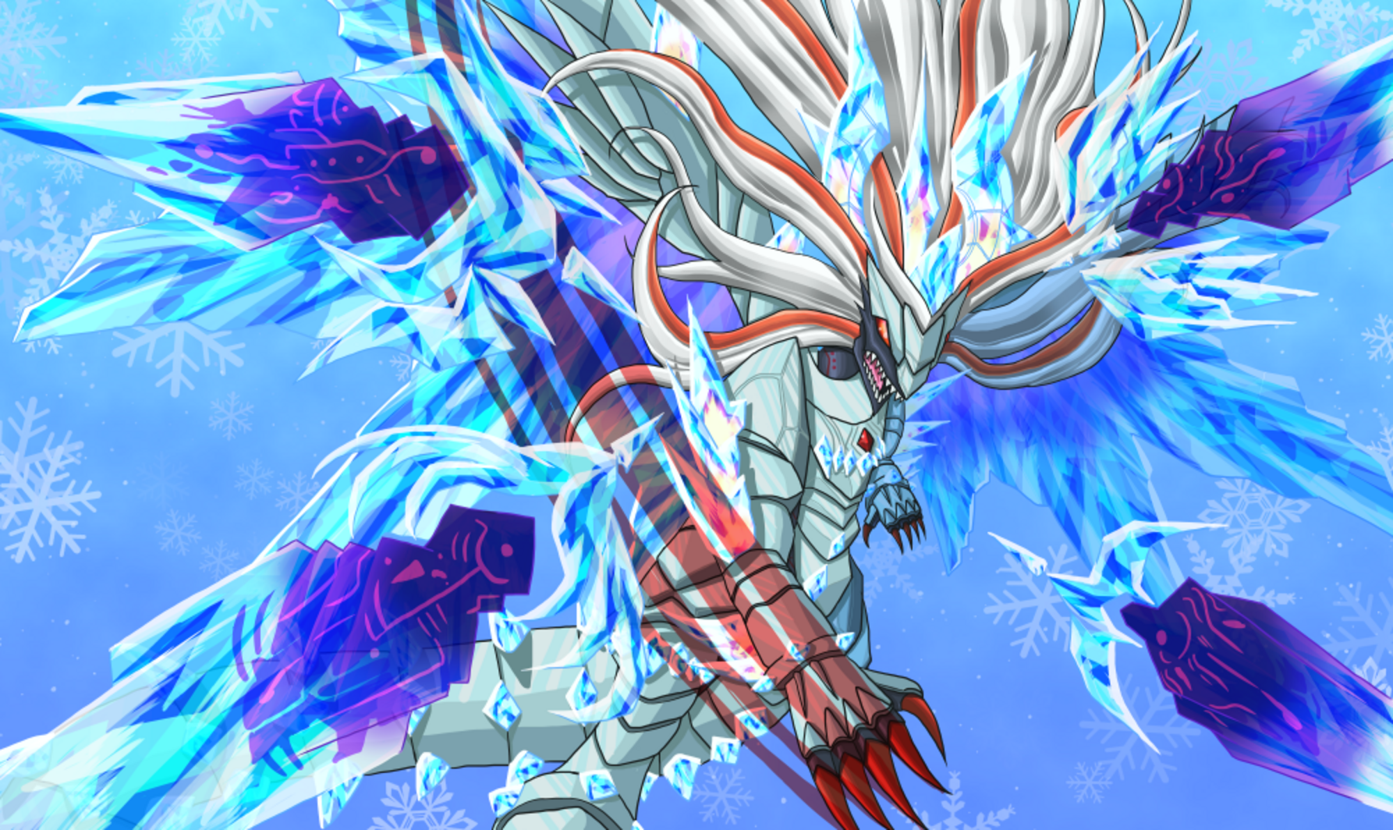 Anime 2000x1192 anime Trading Card Games Yu-Gi-Oh! Mirrorjade the Iceblade Dragon solo artwork digital art fan art