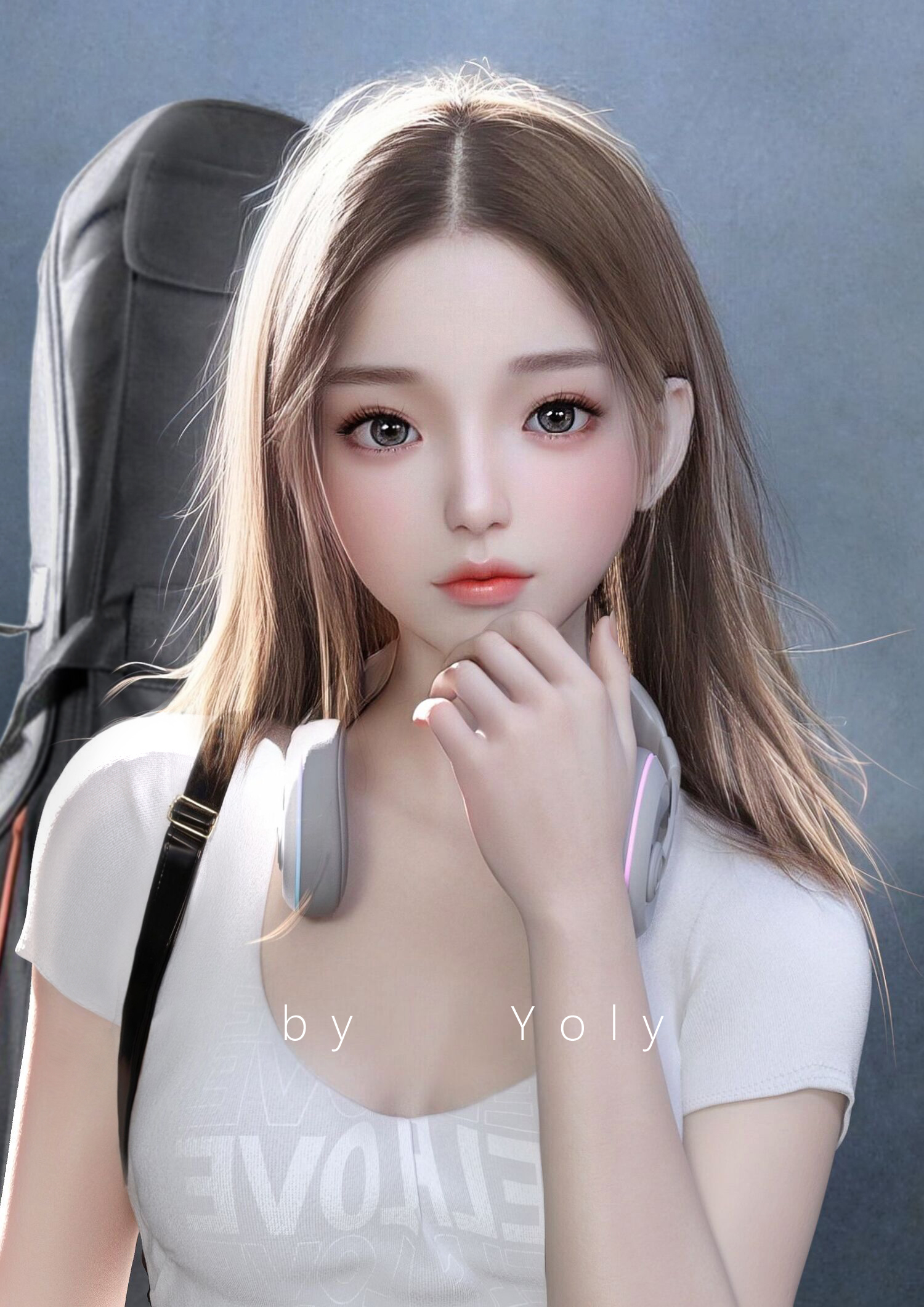 General 1500x2121 Yoly Asian women CGI digital art long hair headphones