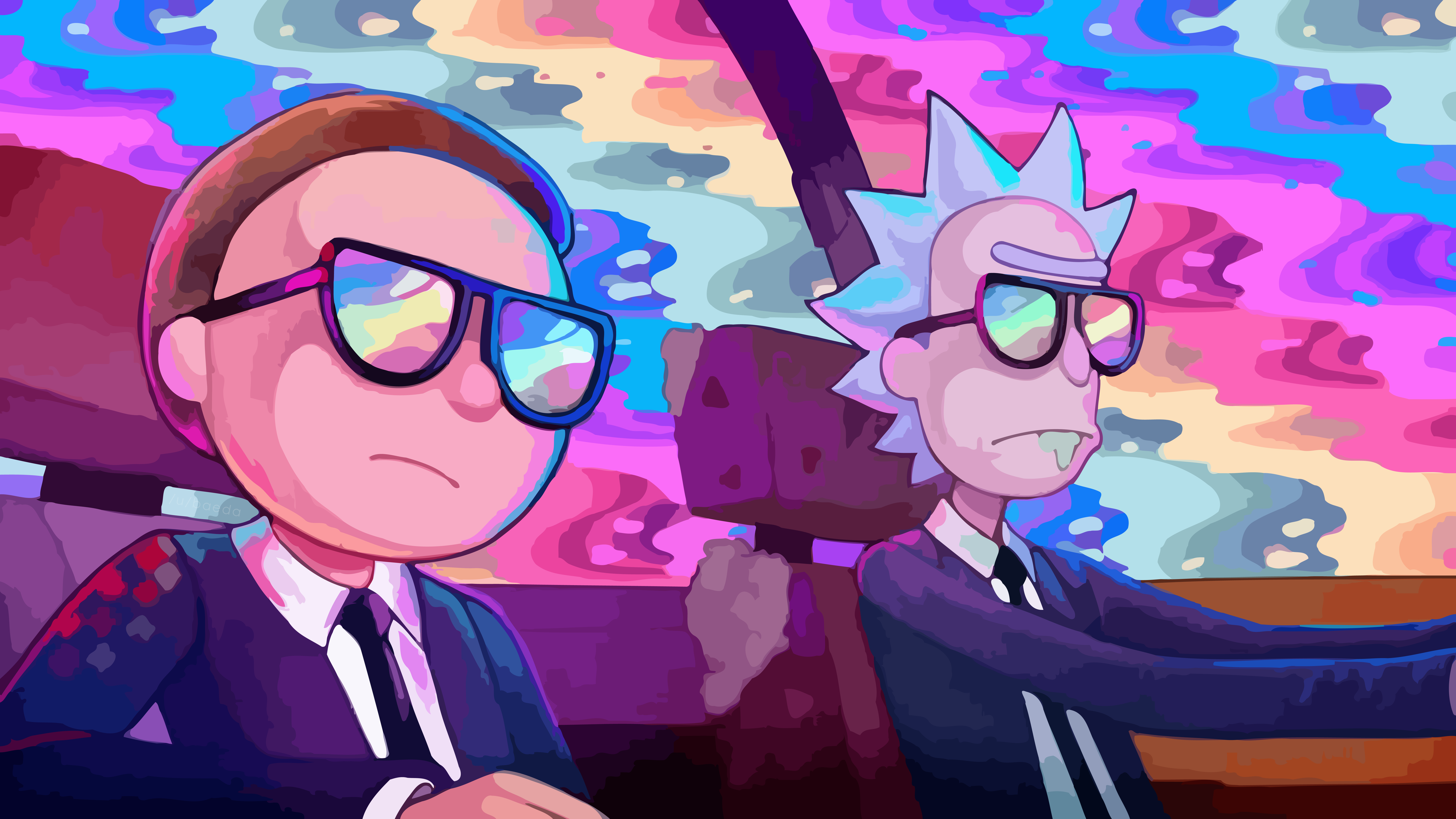 General 8000x4500 Rick and Morty vector graphics car rainbows Run the Jewels anime boys