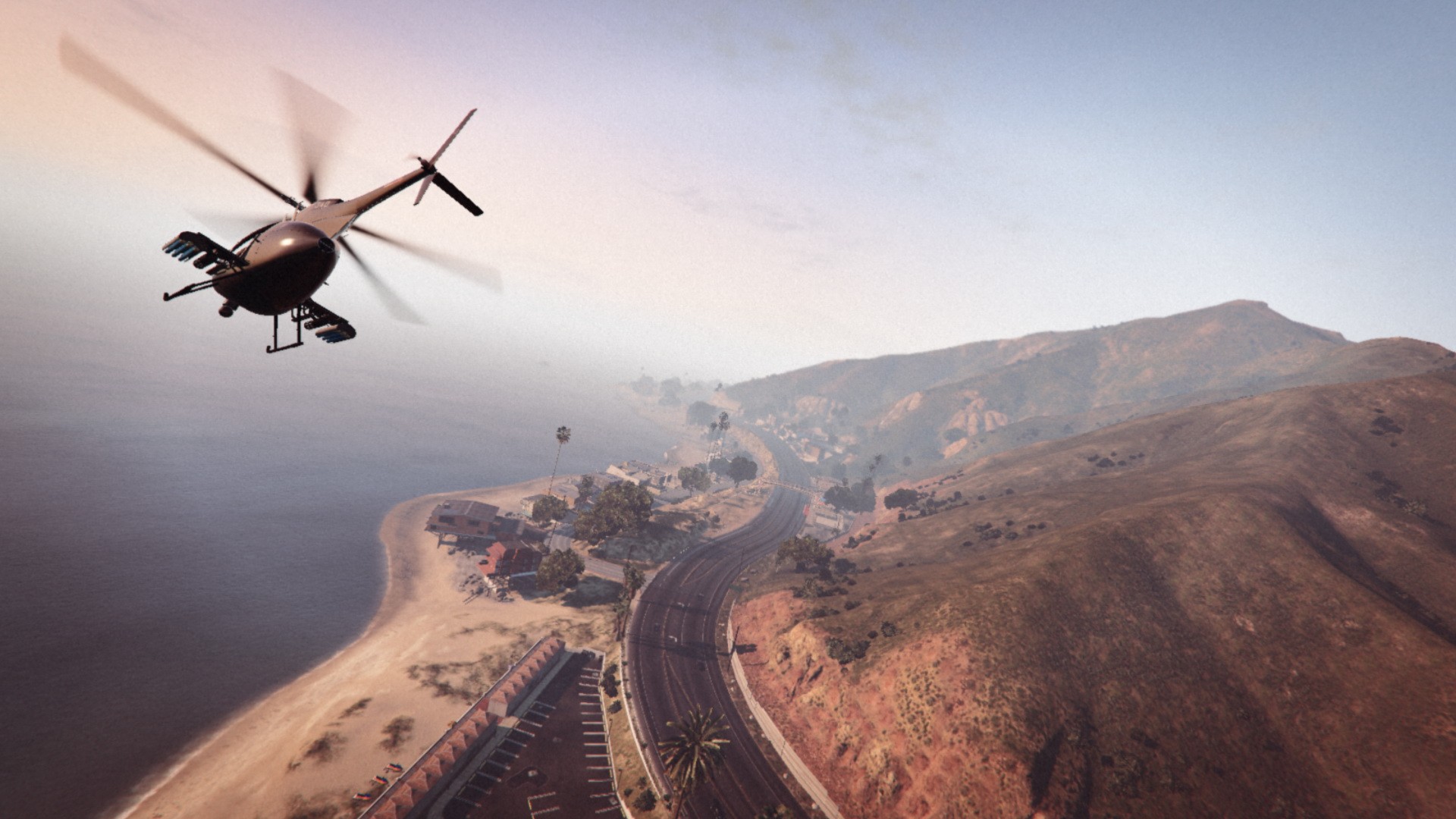 General 1920x1080 Grand Theft Auto V Grand Theft Auto Online helicopters highway Rockstar Games map mountains video games screen shot