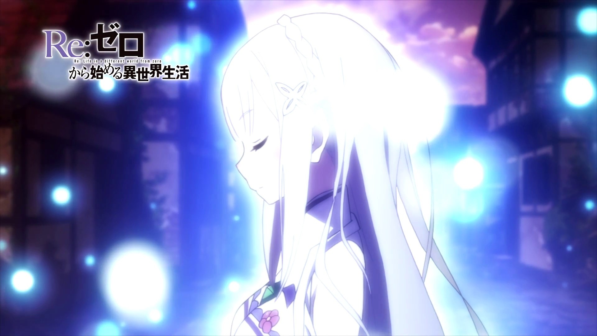 Anime 1920x1080 Emilia (Re: Zero) anime girls purple eyes gray hair elves Re:Zero Kara Hajimeru Isekai Seikatsu