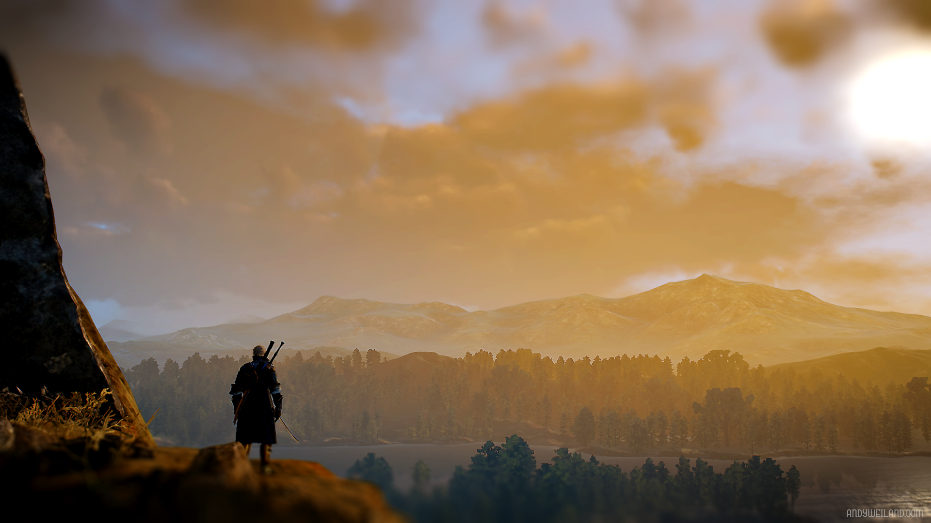 General 1920x1080 The Witcher 3: Wild Hunt The Witcher Geralt of Rivia sunset PC gaming video games
