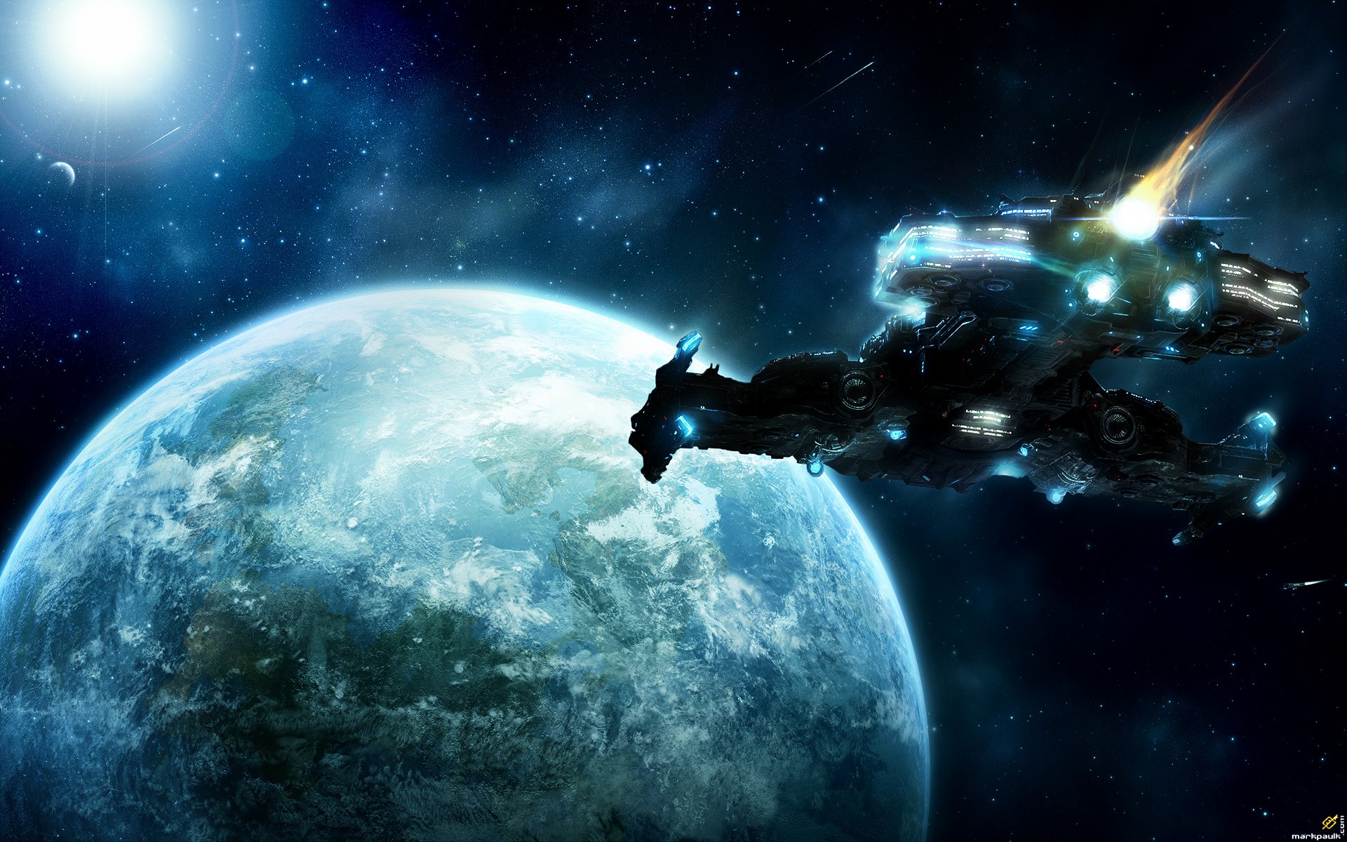 General 1920x1200 space spaceship Starcraft II video games PC gaming science fiction video game art vehicle planet