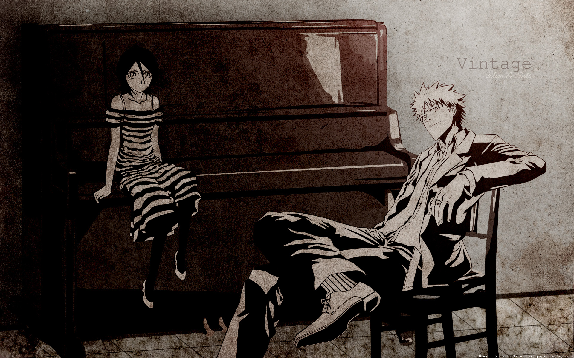 Anime 1920x1200 Bleach anime piano Kurosaki Ichigo Kuchiki Rukia