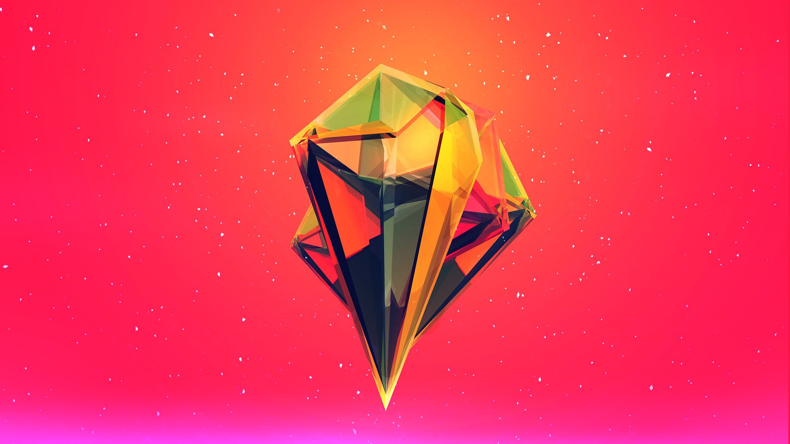 General 2560x1440 red pink Justin Maller facets diamonds gradient abstract 3D Abstract CGI digital art