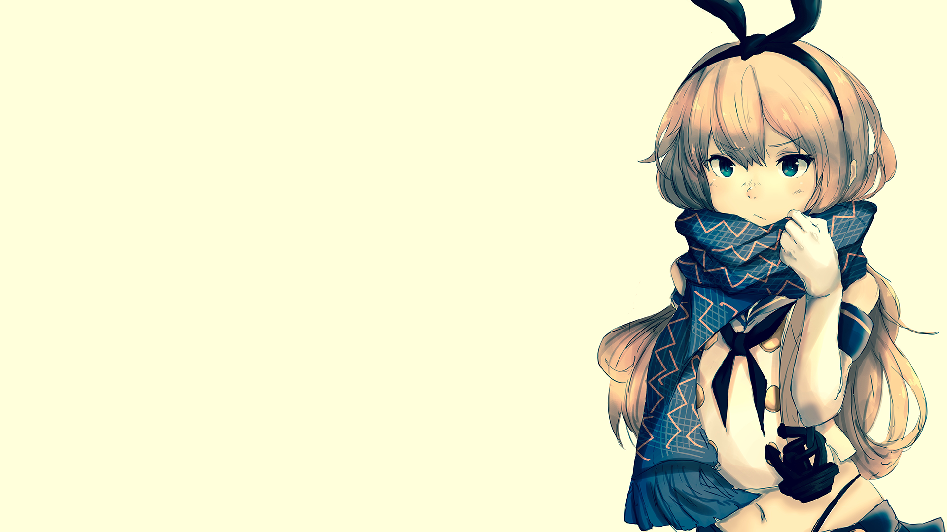 Anime 1920x1080 anime anime girls Kantai Collection simple background blonde scarf long hair