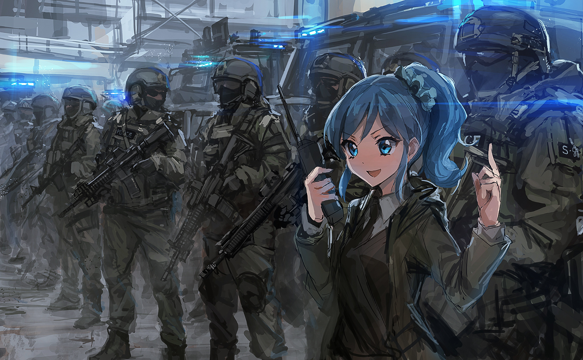 Anime 1940x1200 Kiriya Aoi Aikatsu! anime girls weapon blue hair blue eyes anime Pixiv machine gun